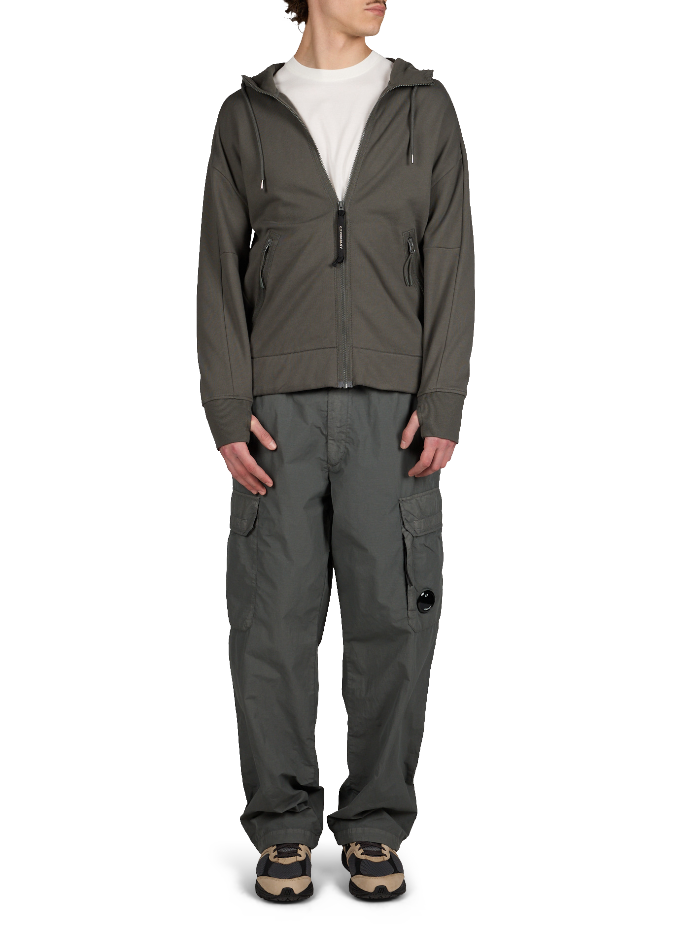 Sweat à capuche en coton avec lunettes intégrées CP COMPANY Gris