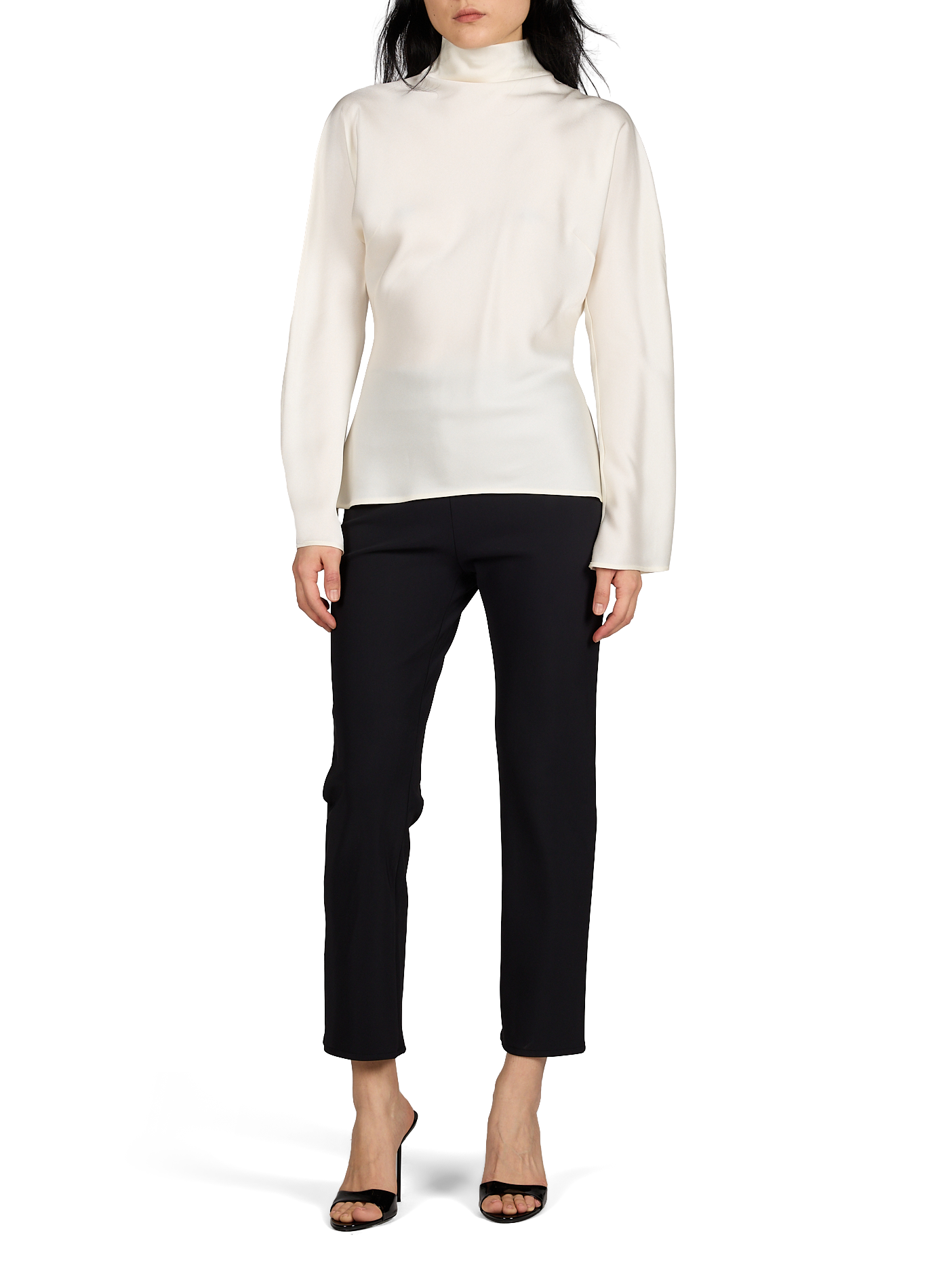 Top with satin-effect buttoned collar ROHE FRAMES Beige