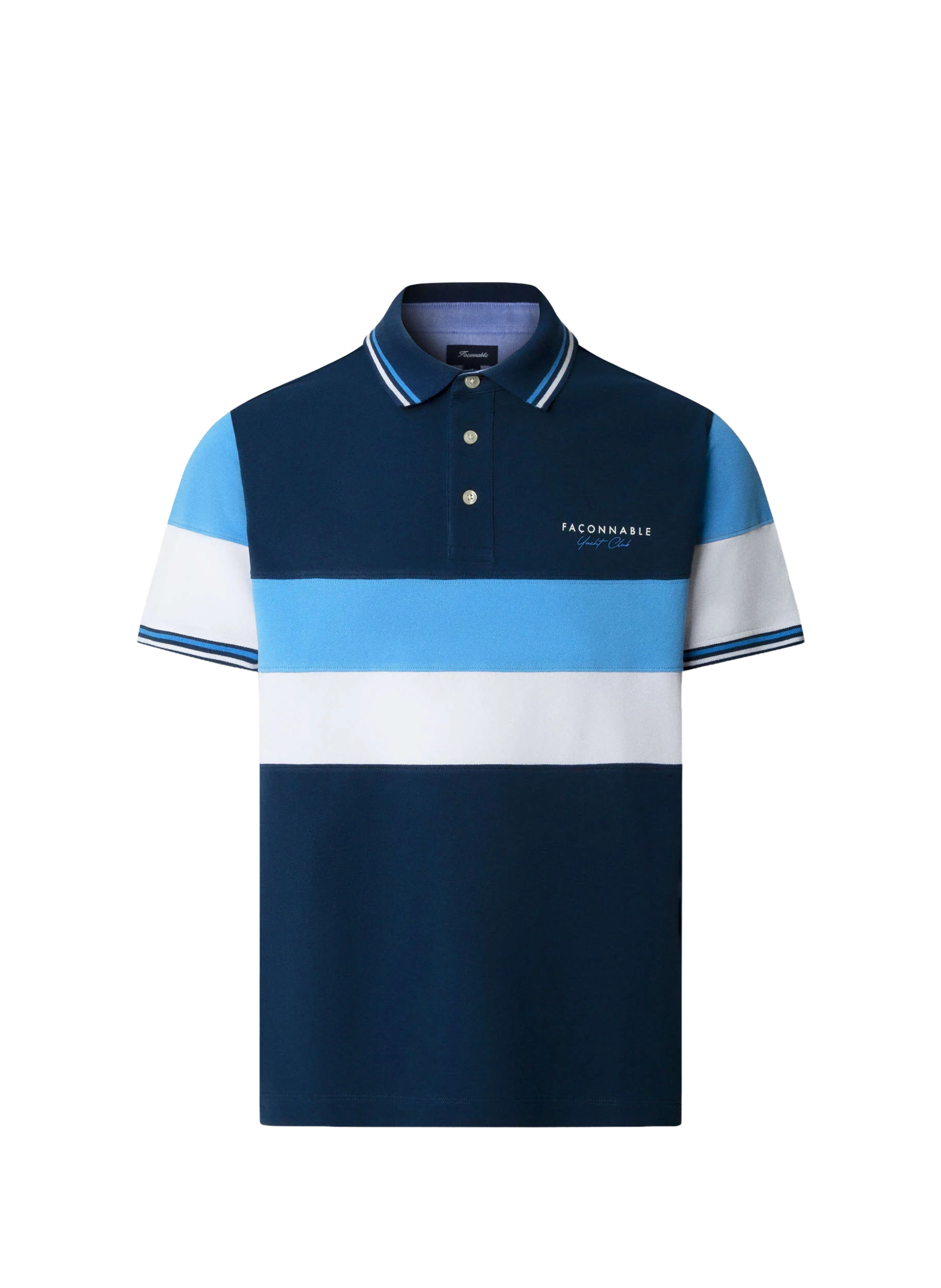 Polo logo à manches courtes en coton FACONNABLE Bleu