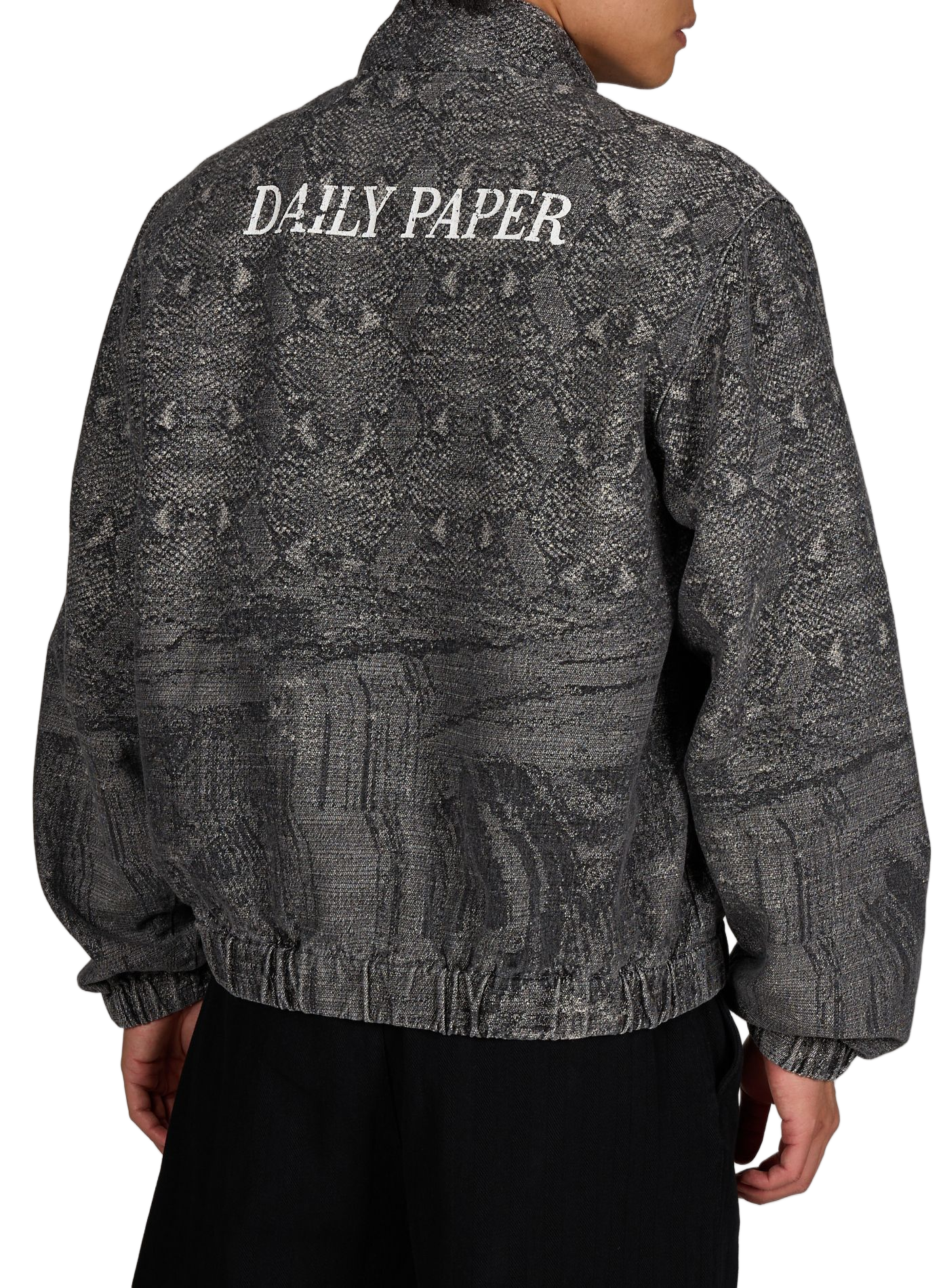 Oversized high-neck cotton blend printed jacket DAILY PAPER Blue