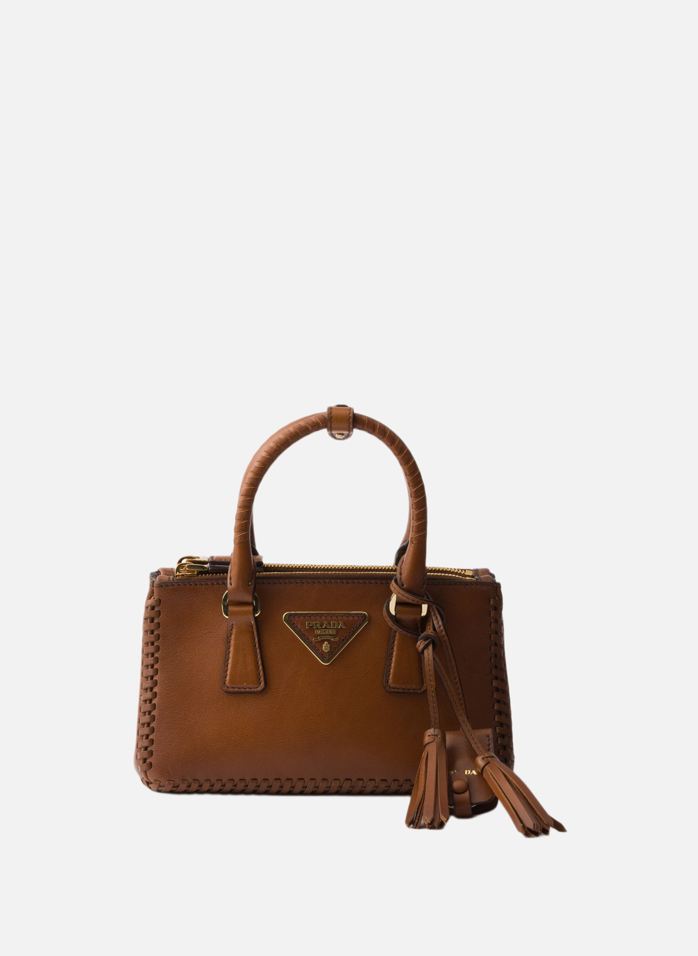 Mini sac prada galleria en cuir PRADA Marron