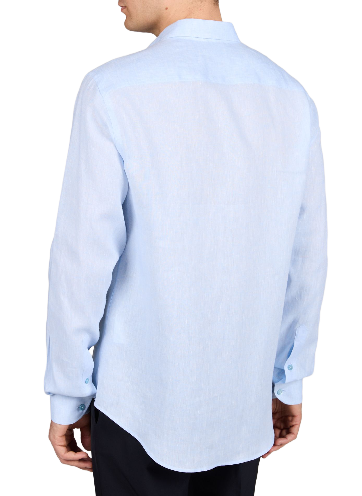 Gerader Leinenhemd EMPORIO ARMANI Blau