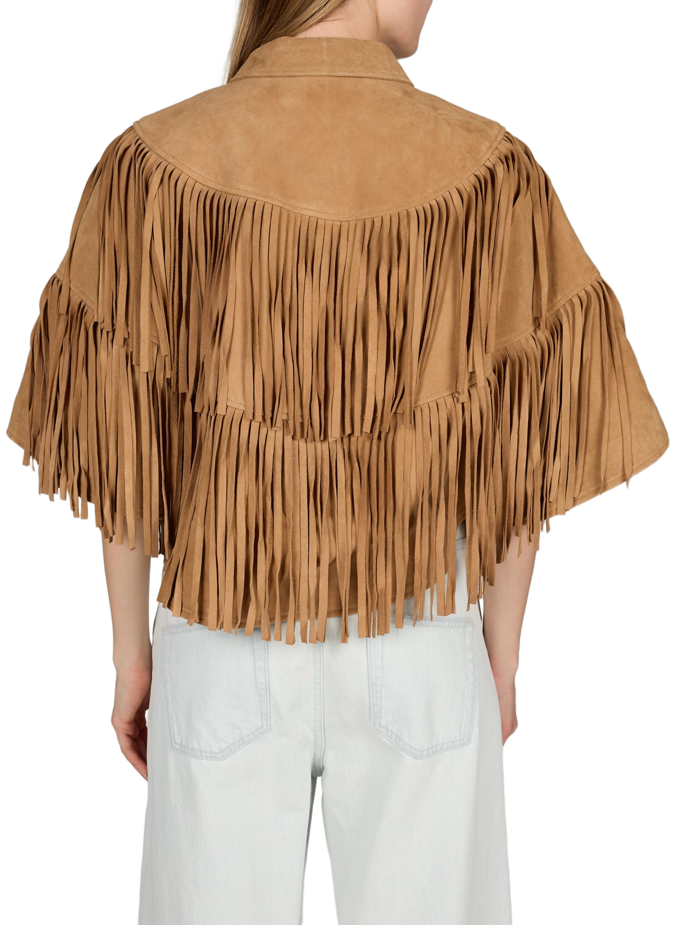 Valina fringed suede cape BERENICE Brown