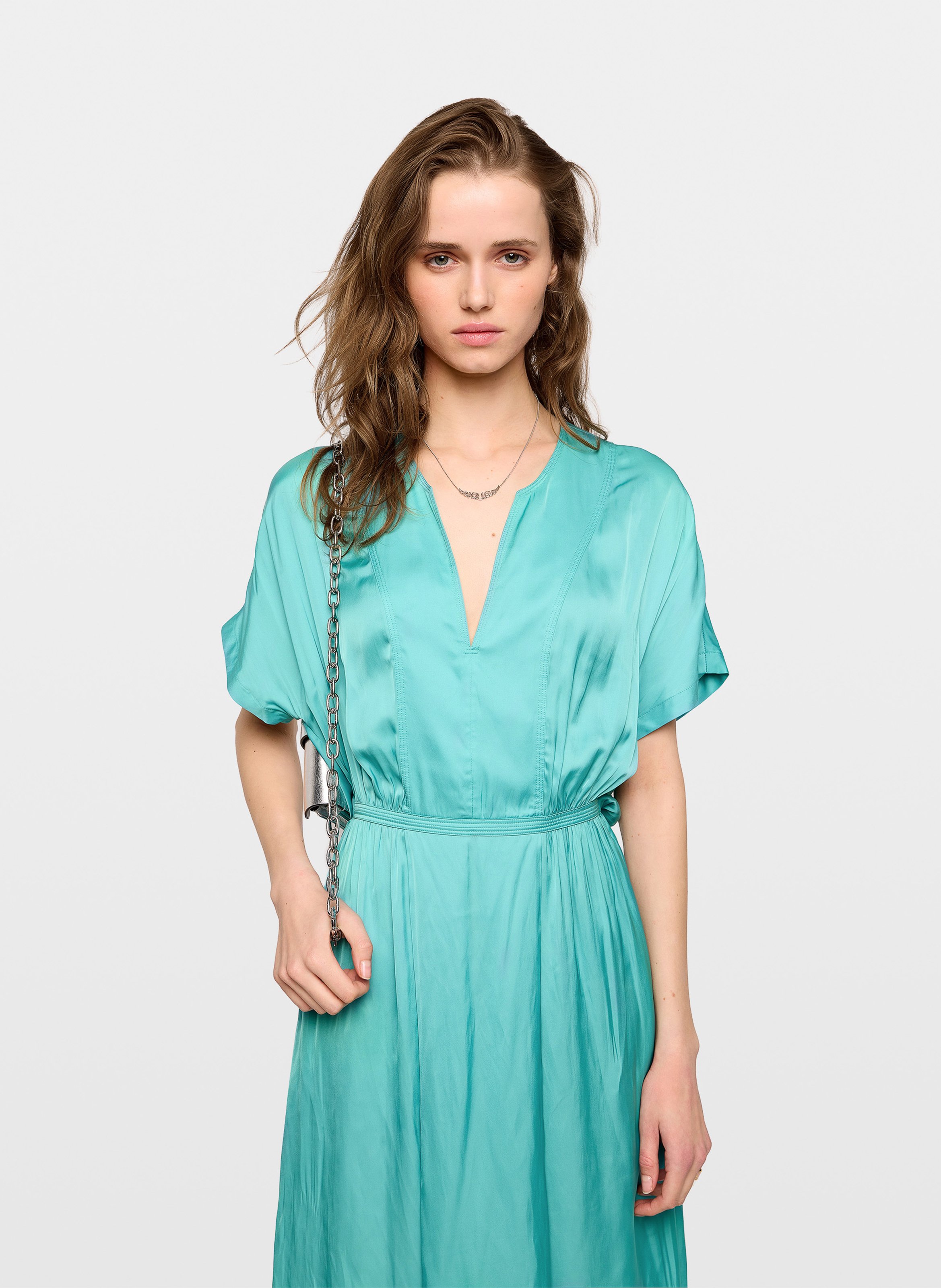 Robe longue col v satinée riaz ZADIG&VOLTAIRE Vert