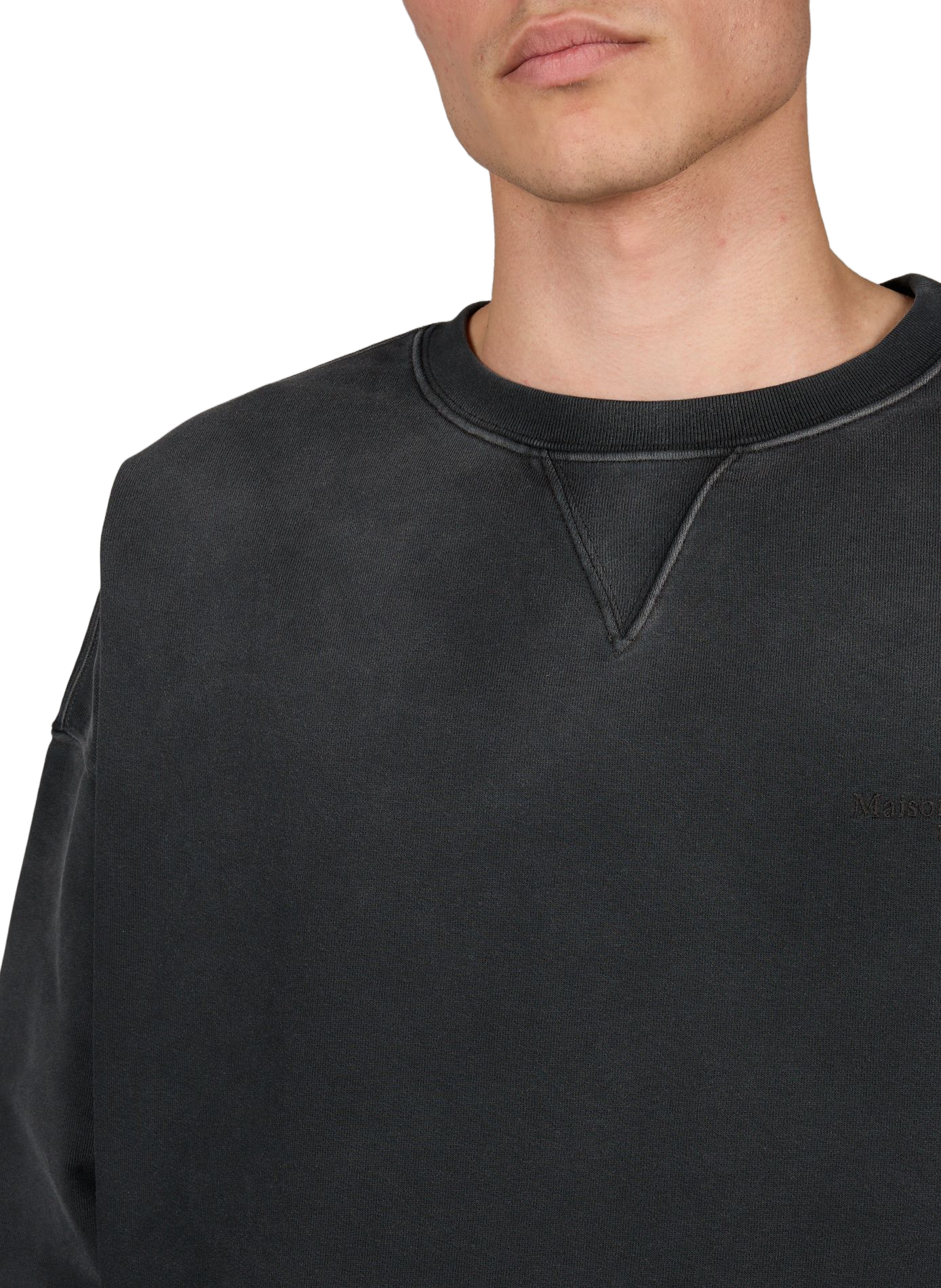 Sweatshirt with round neck and logo embroidery in cotton MAISON MARGIELA Grey