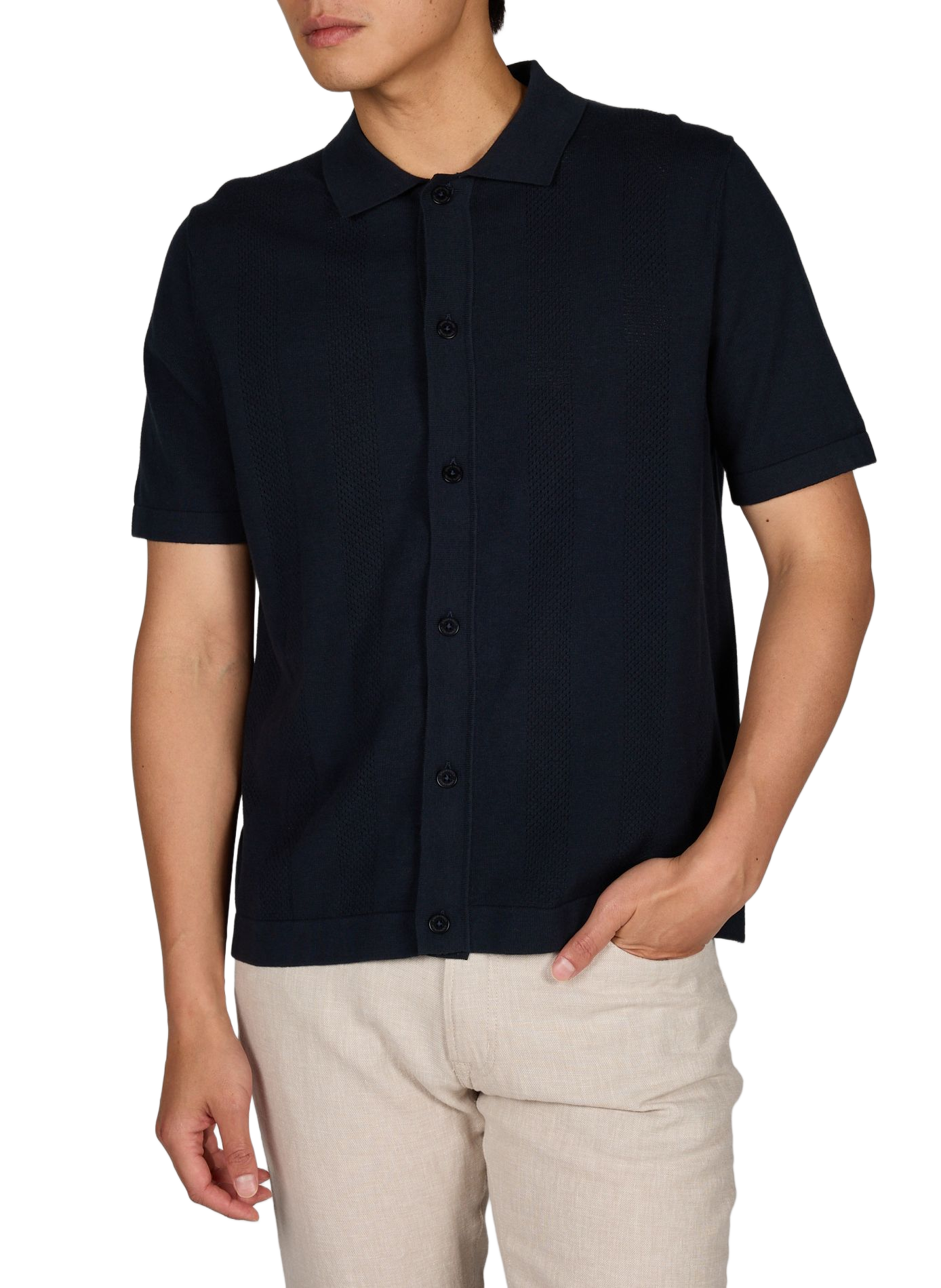 Chemise à manches courtes en coton mélangé PIERRE CARDIN Bleu