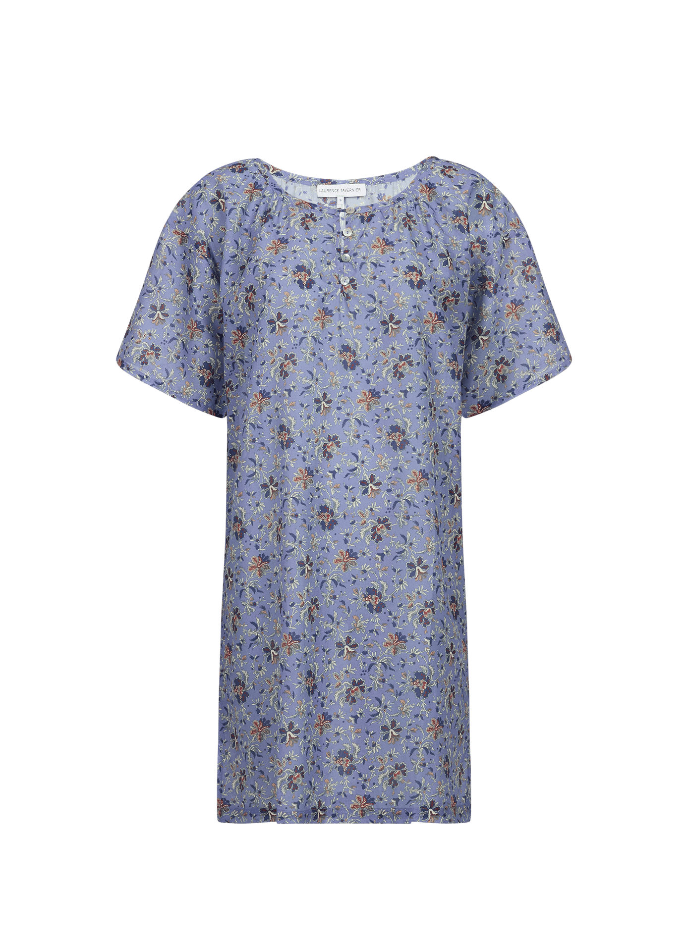 Chemise de nuit India en coton LAURENCE TAVERNIER Bleu