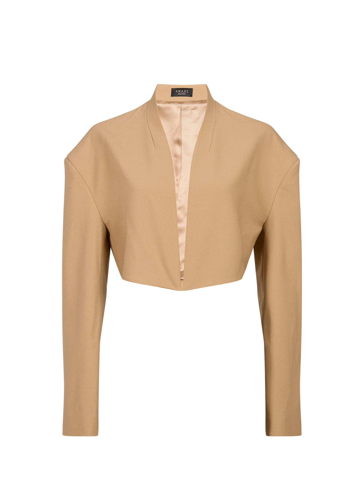 Chaqueta sin cuello de lana mezclada A.W.A.K.E. MODE Beige