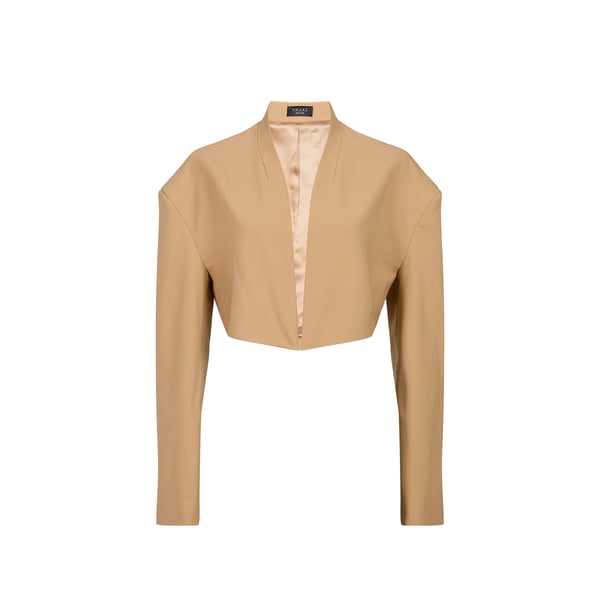 Veste sans col en laine mélangée Veste sans col en laine mélangée