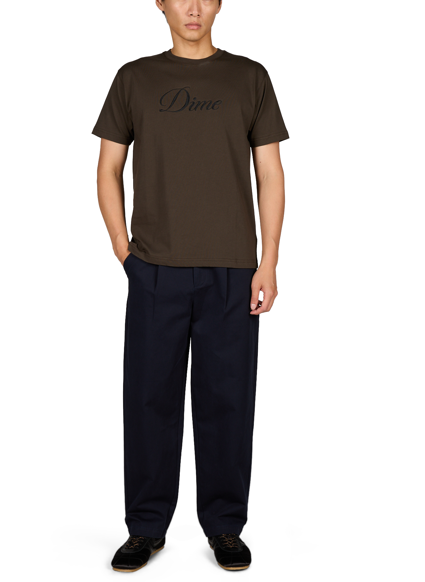 Gerader T-Shirt mit Stickerei DIME Schwarz