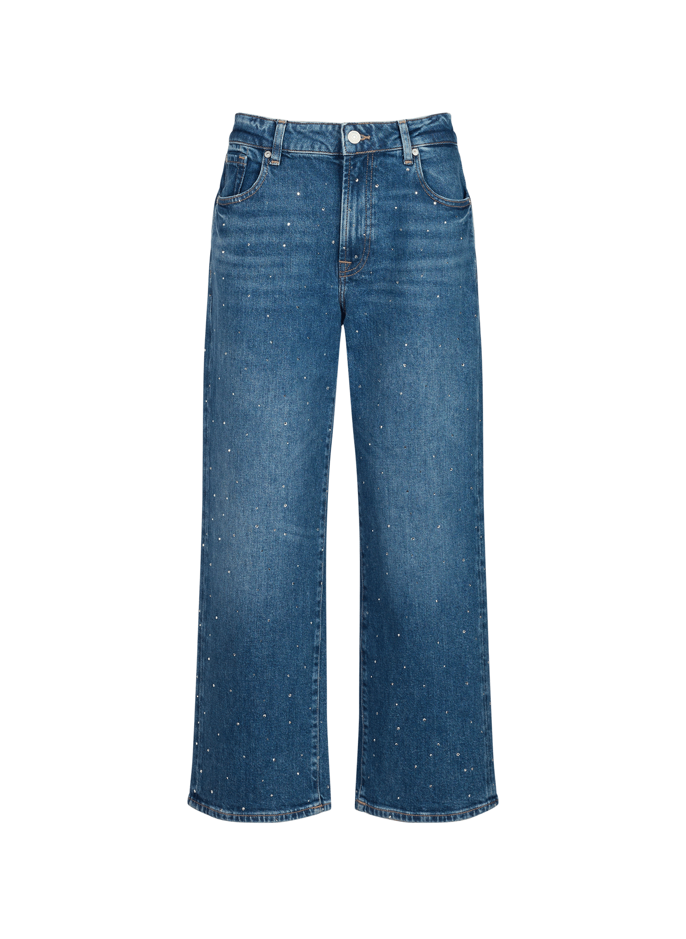 Straight-fit jeans with rhinestones 7 FOR ALL MANKIND Blue