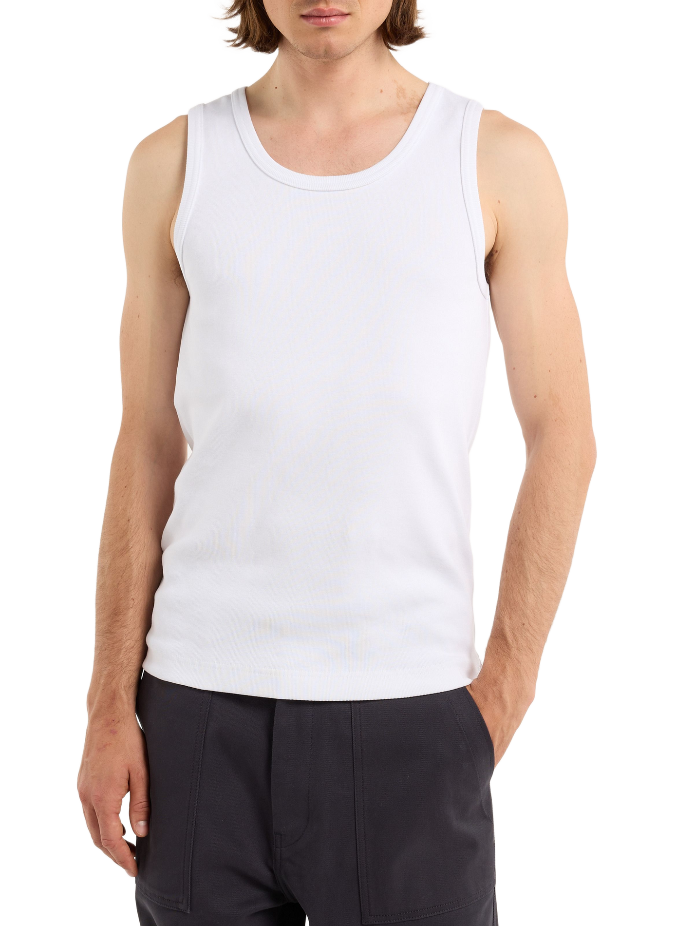 Tanktop Dank met ronde hals van katoen SAISON 1865 Wit