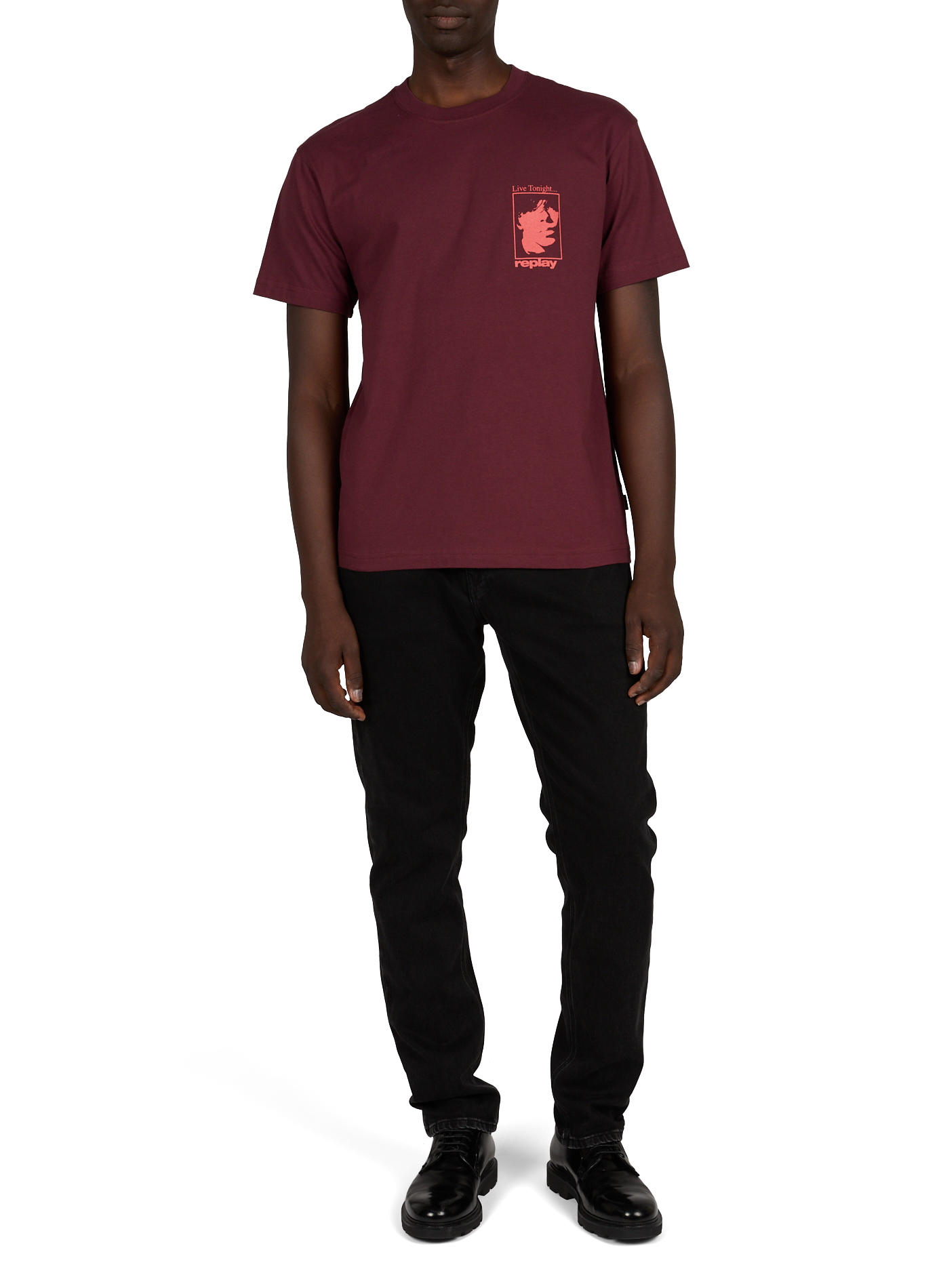 Cotton T-shirt with printed back REPLAY Red