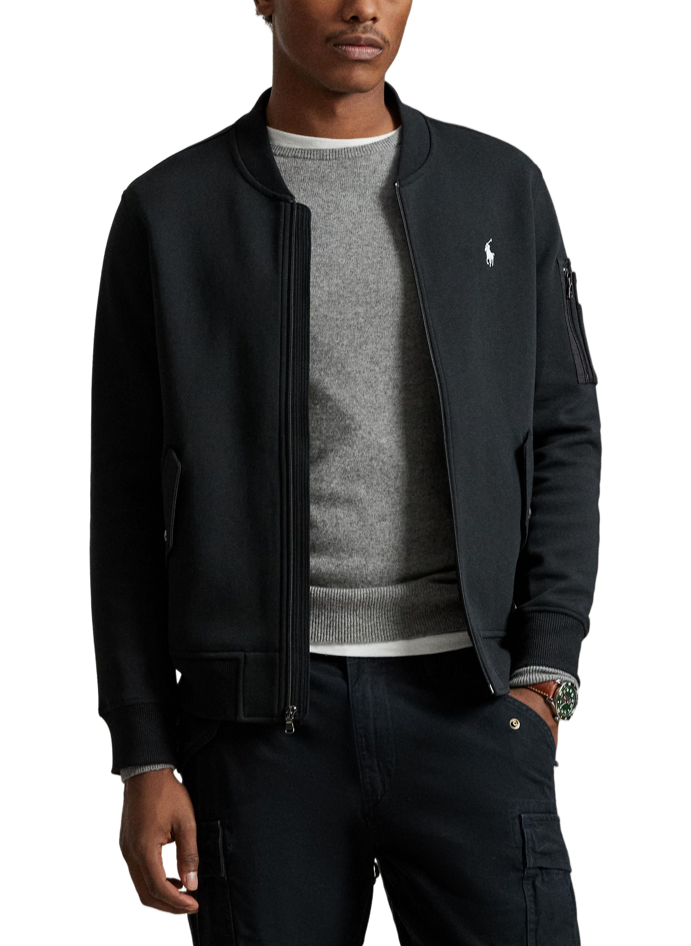 Veste col rond en coton mélangé POLO RALPH LAUREN Noir