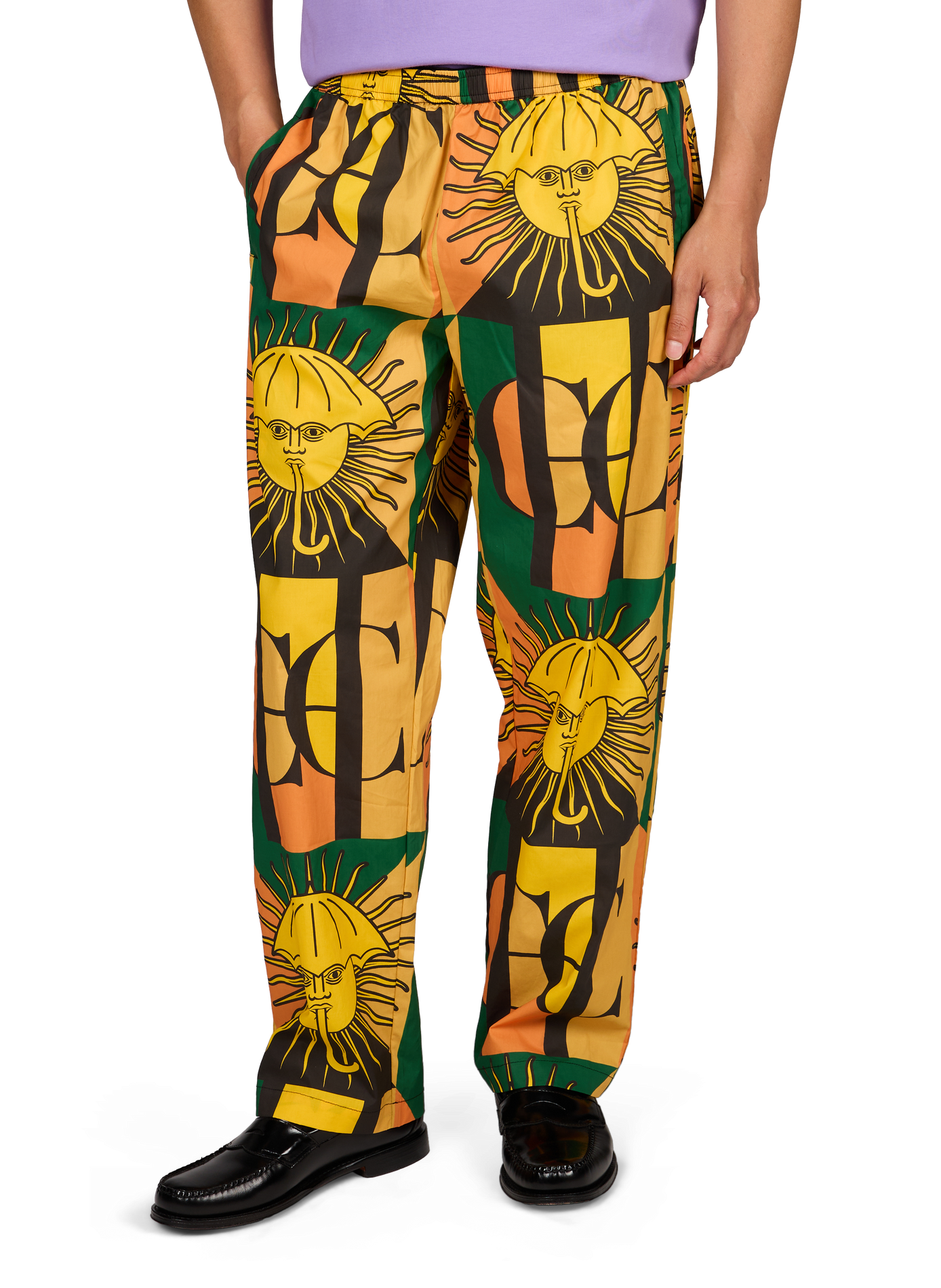 Pantalón recto estampado de algodón HELAS CAPS Multicolor