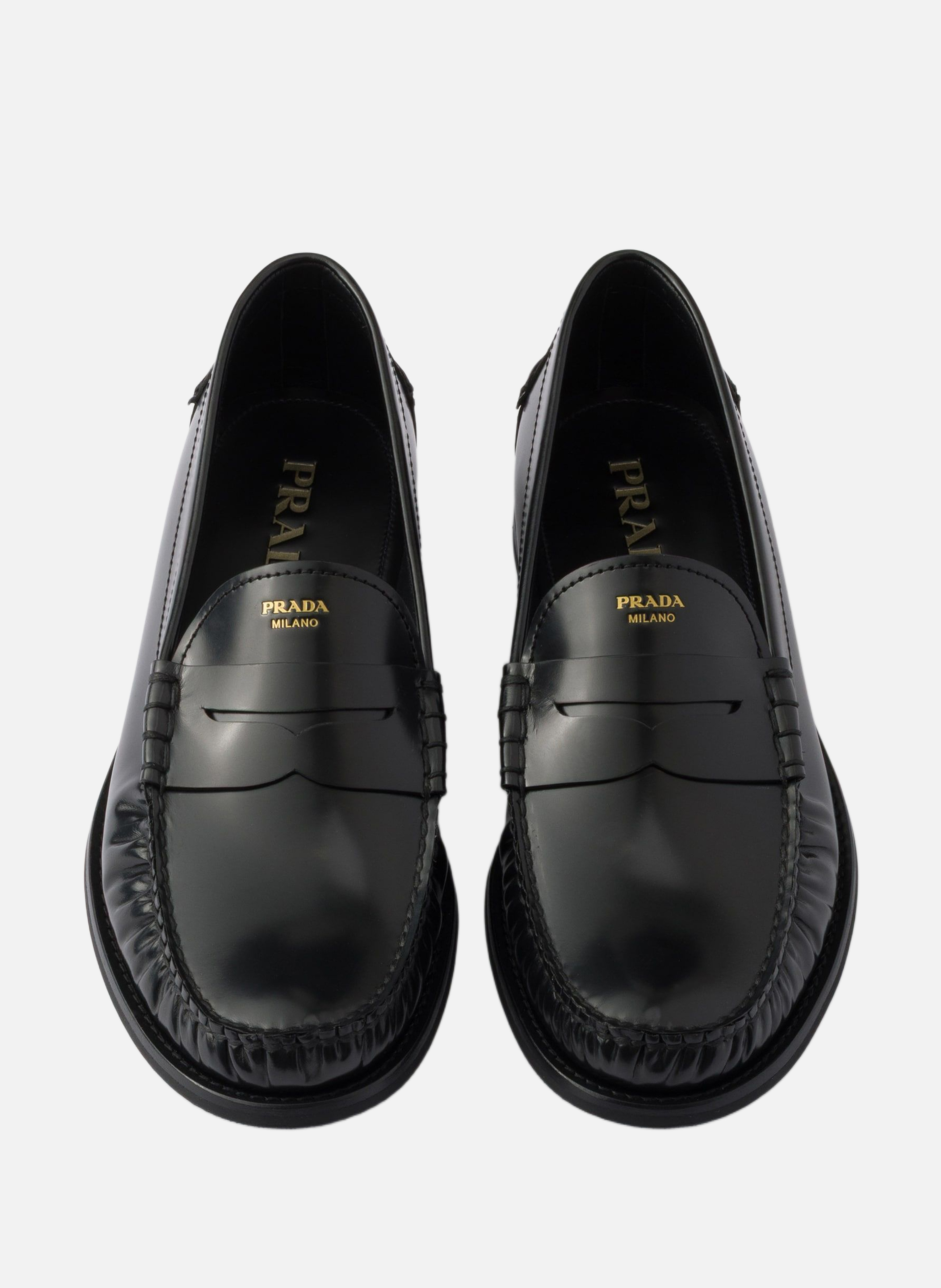 Mocassins en cuir brossé PRADA Noir
