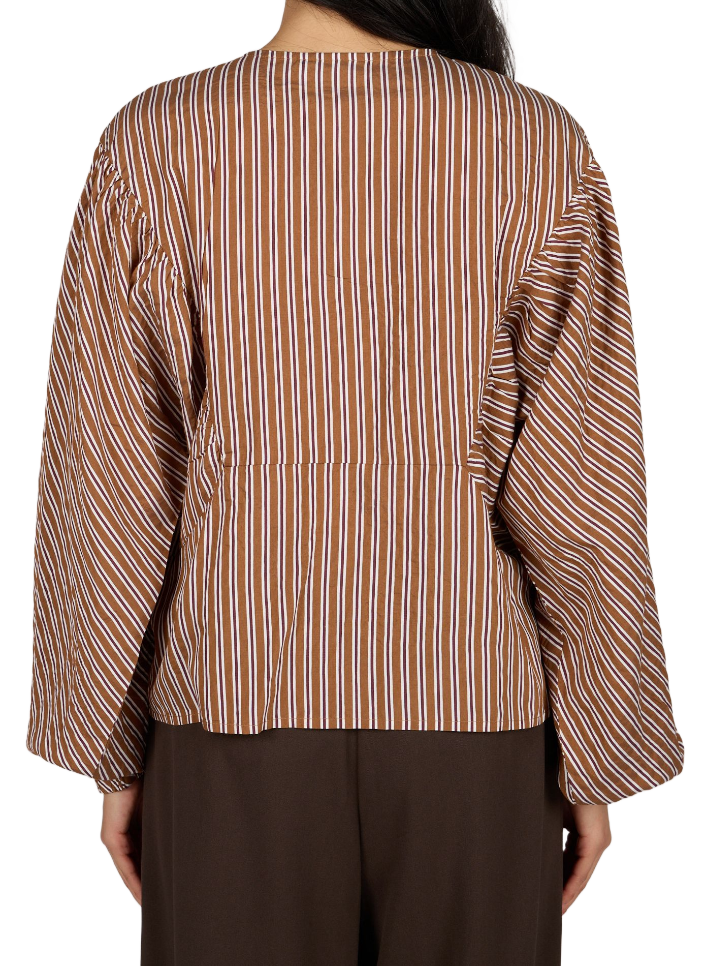 Buttoned Striped Shirt VILA Brown