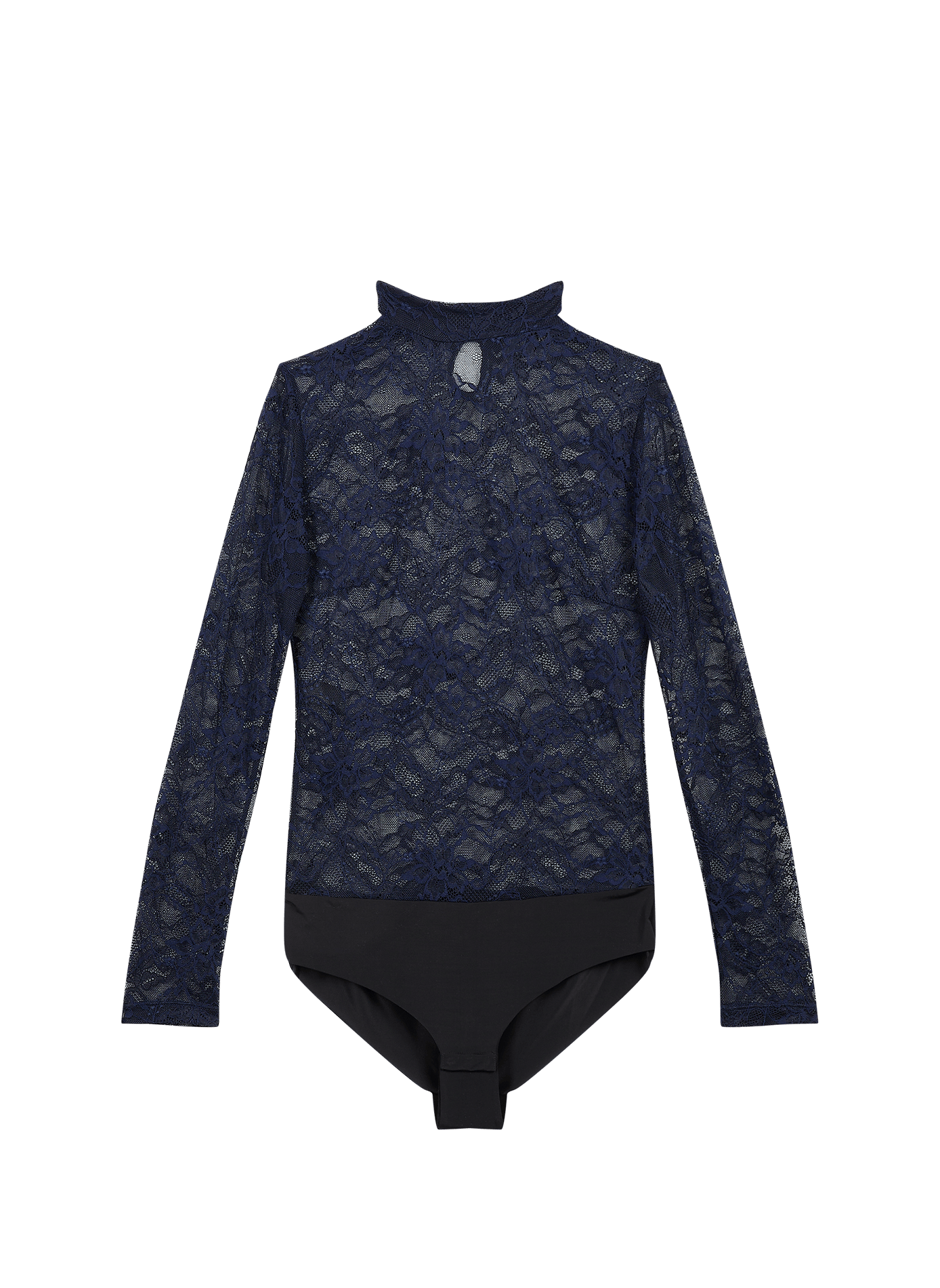 Langarm-Body mit Spitze. LA NOUVELLE Blau