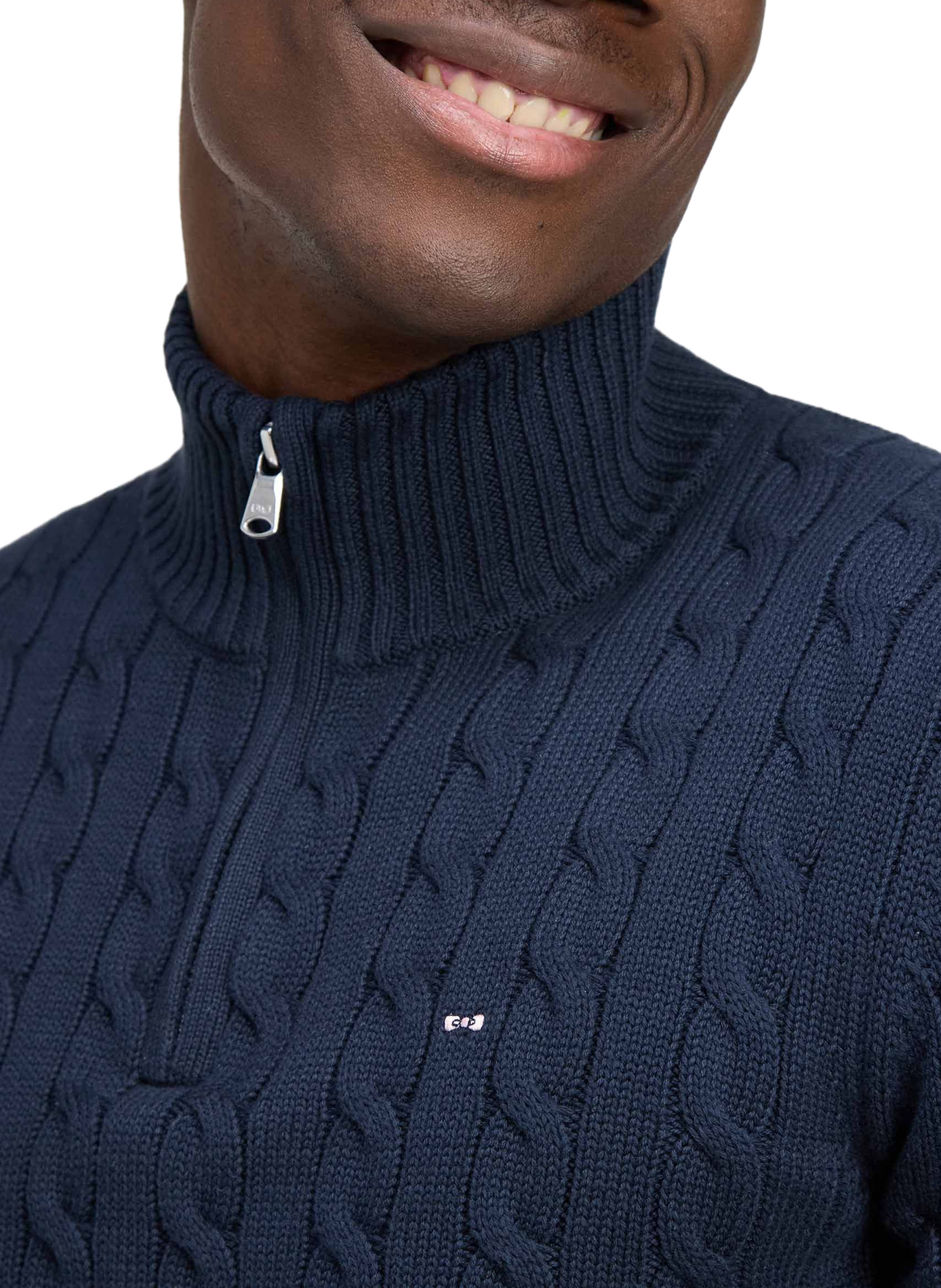 Pull col camionneur en coton EDEN PARK Blauw
