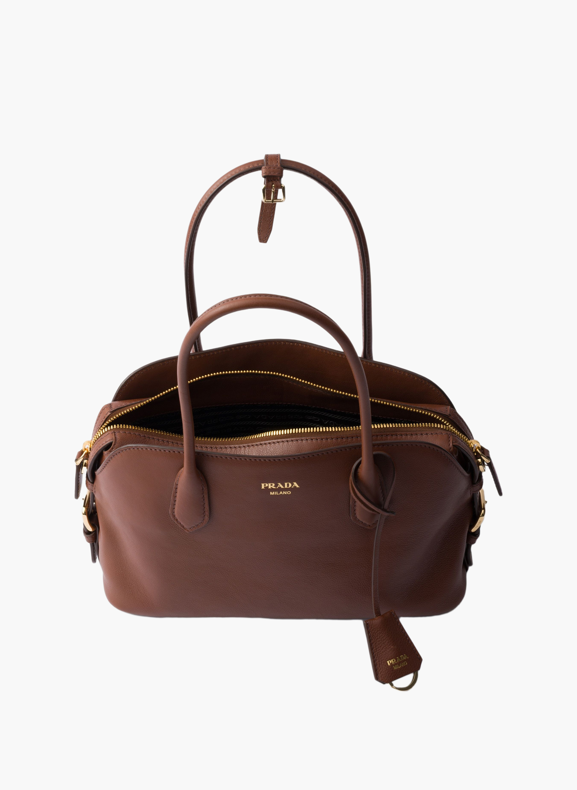 Cabas prada signet en cuir PRADA Marron