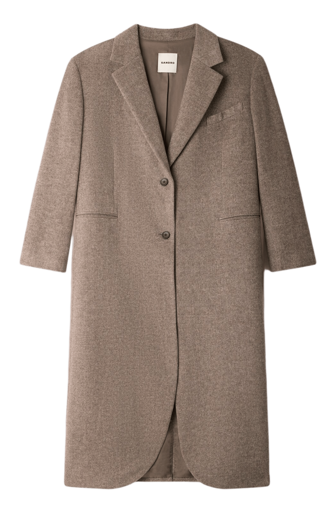 Manteau col tailleur en laine mélangée SANDRO Beige