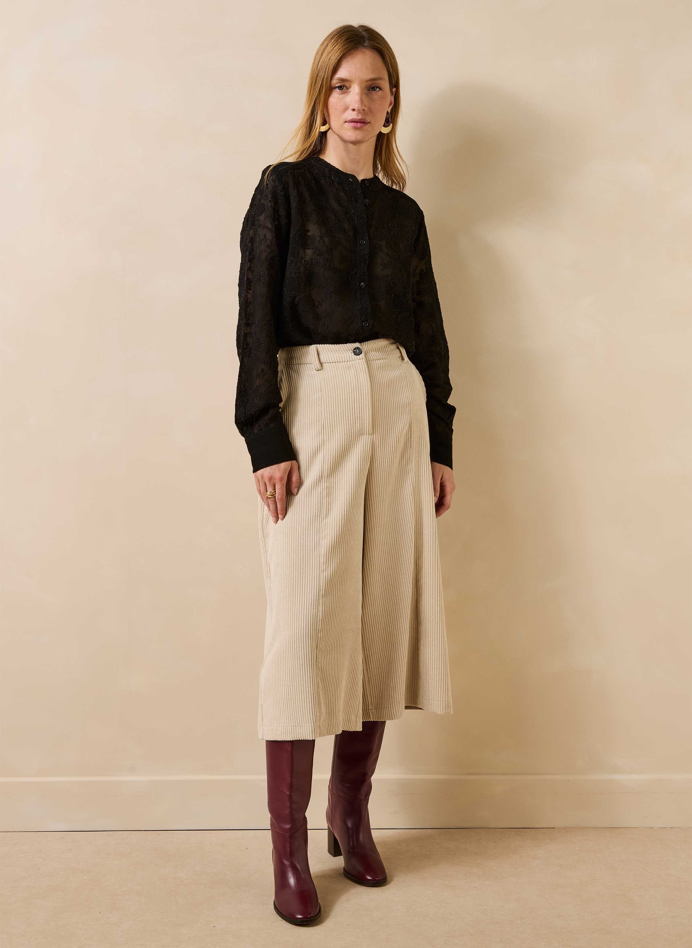 Oversized geborduurd overhemd LA FEE MARABOUTEE Zwart