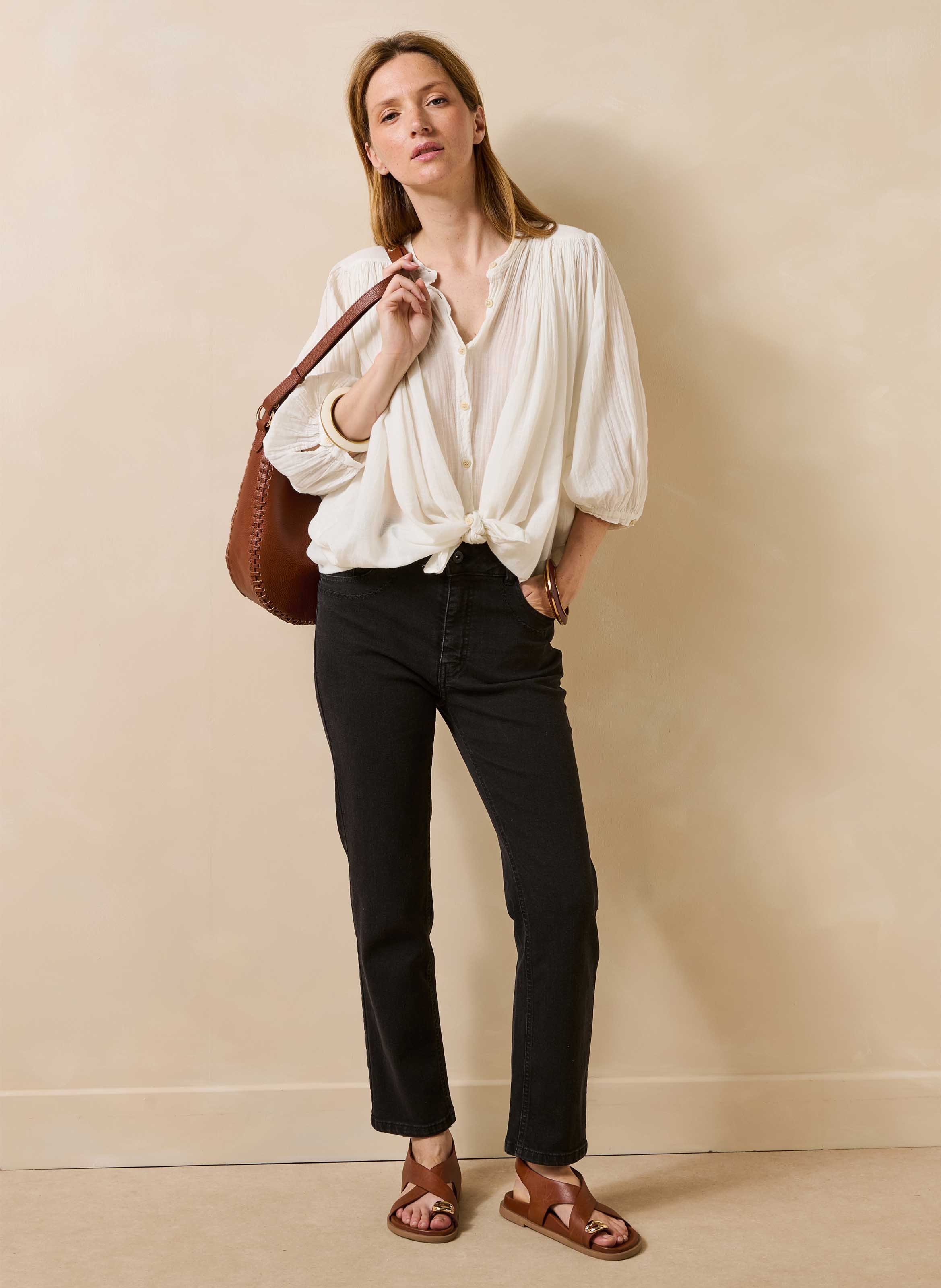 Slim-fitjeans van een biologische katoenmix LA FEE MARABOUTEE Zwart