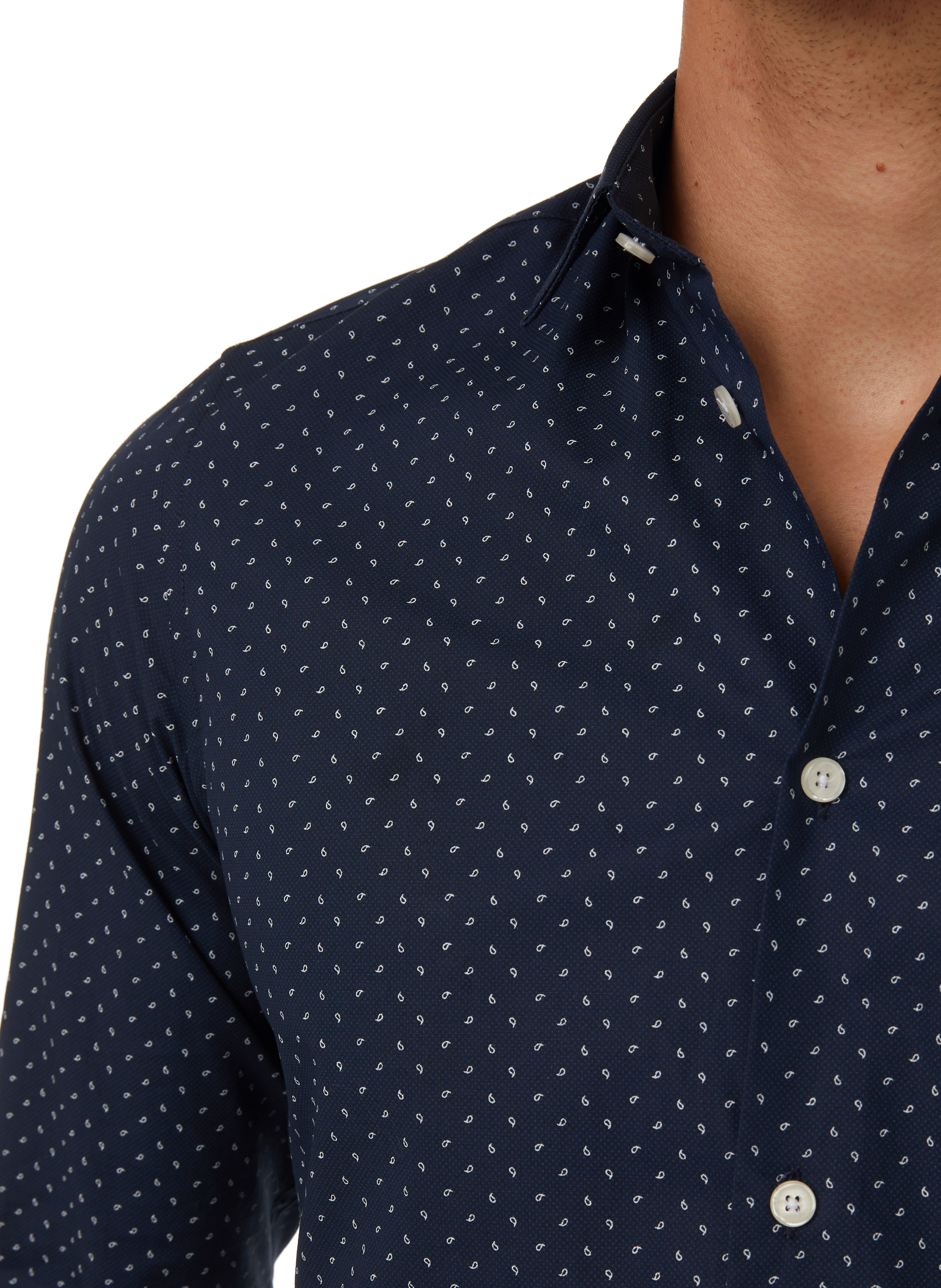 Patterned slim-fit shirt AU PRINTEMPS PARIS Blue