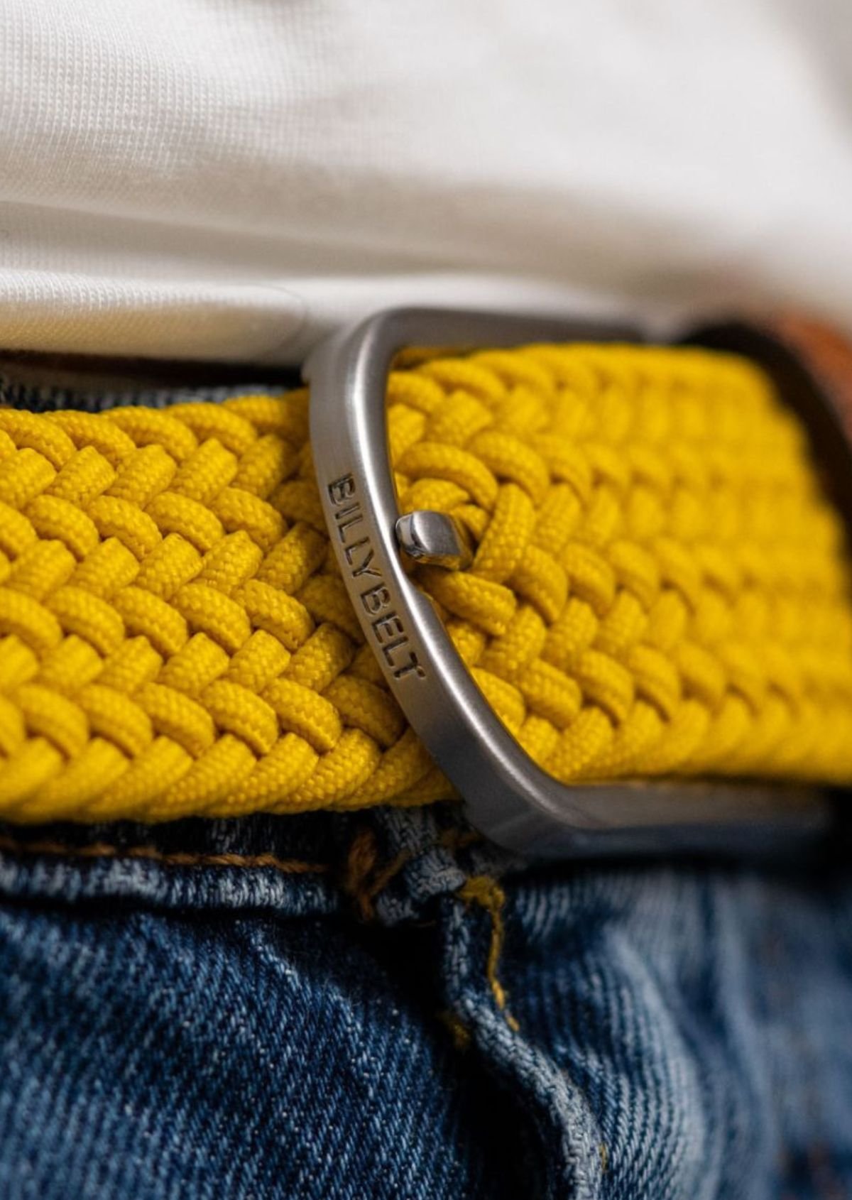 Ceinture tressée élastique unie BILLYBELT Jaune