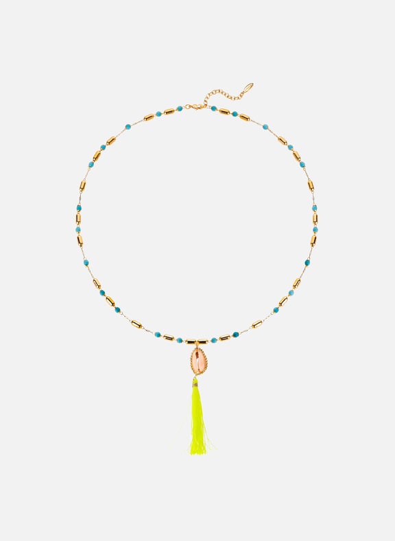 Collier avec perles et pendentif avec pompon tamara Bleu by HIPANEMA HIPANEMA Collier avec perles et pendentif avec pompon tamara Bleu