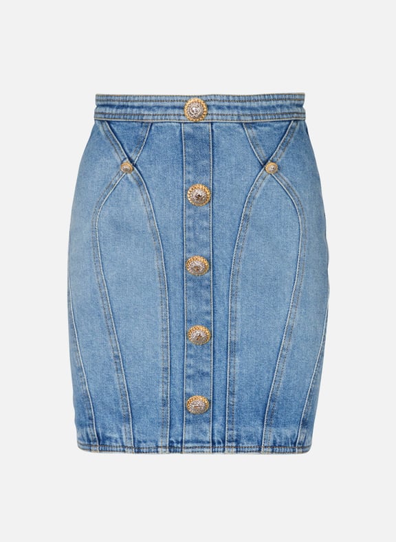 Jupe en denim à boutons Bleu by BALMAIN BALMAIN Jupe en denim à boutons Bleu