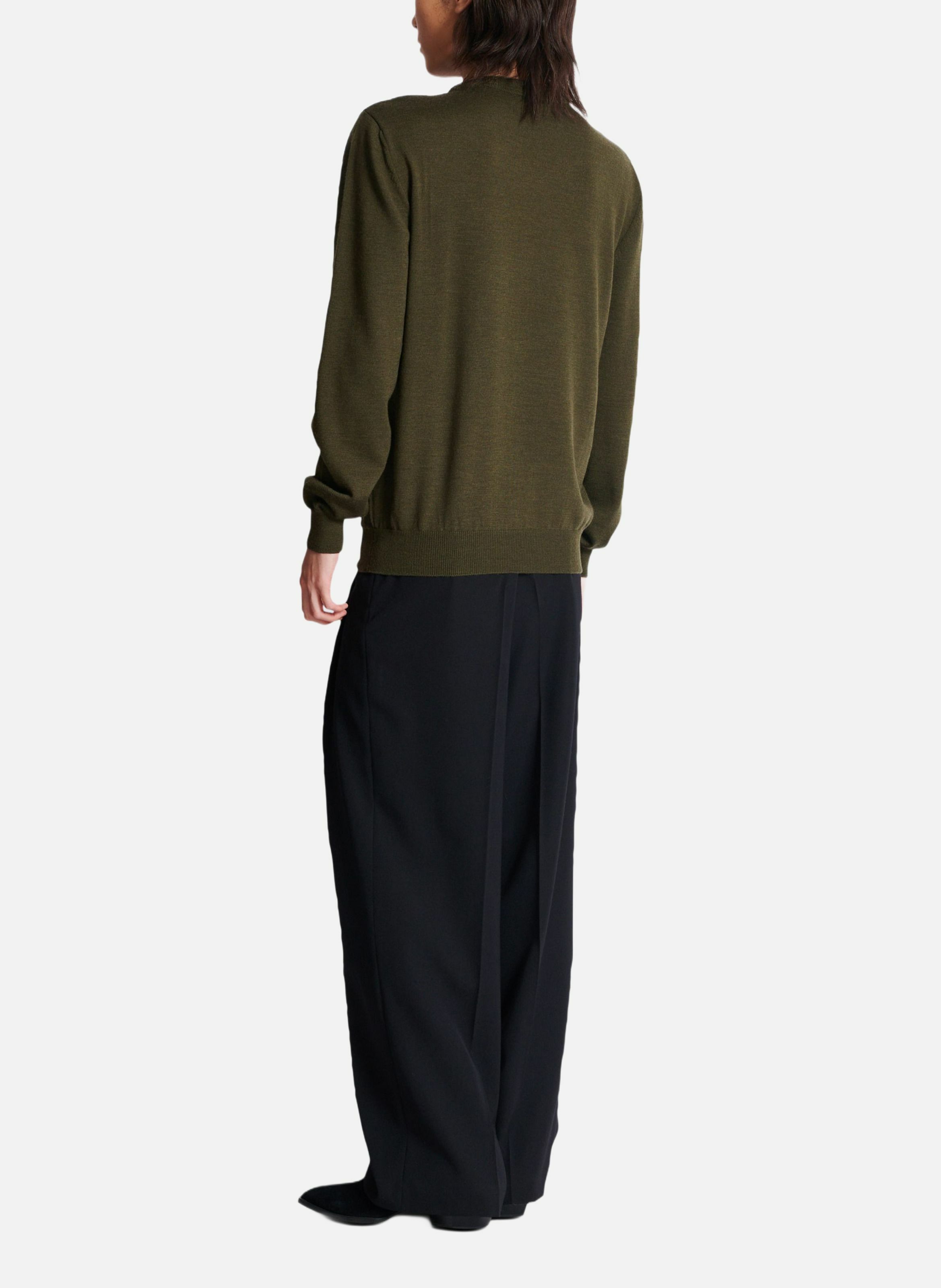 Pull en maille à double col BALMAIN Vert