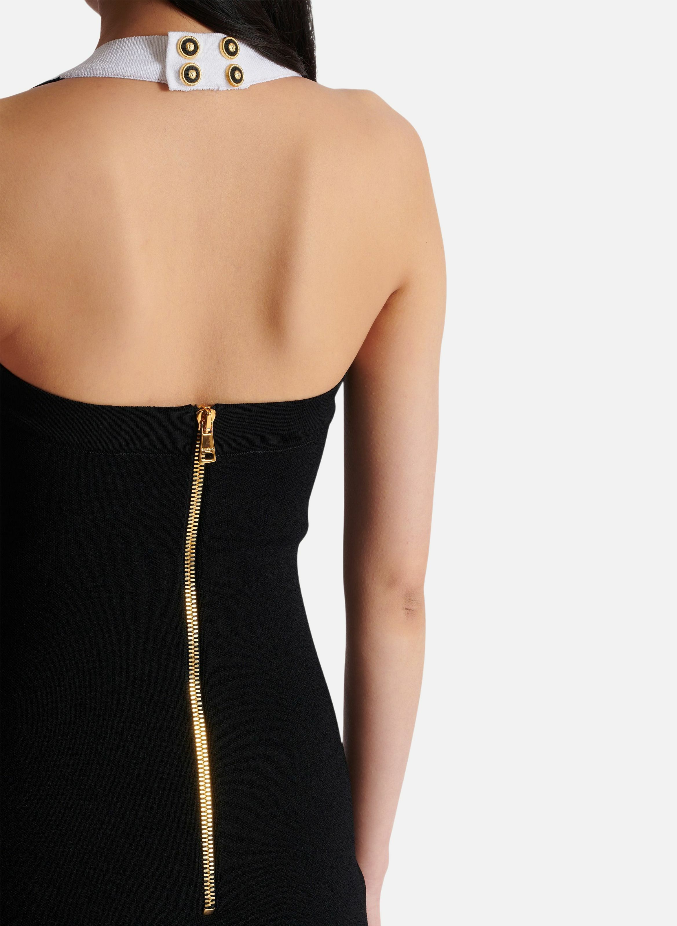 Robe dos-nu bicolore en maille BALMAIN Noir
