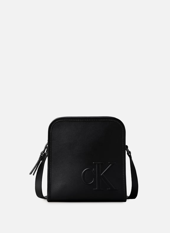 Embossed logo shoulder bag Black by CALVIN KLEIN CALVIN KLEIN Embossed logo shoulder bag Black