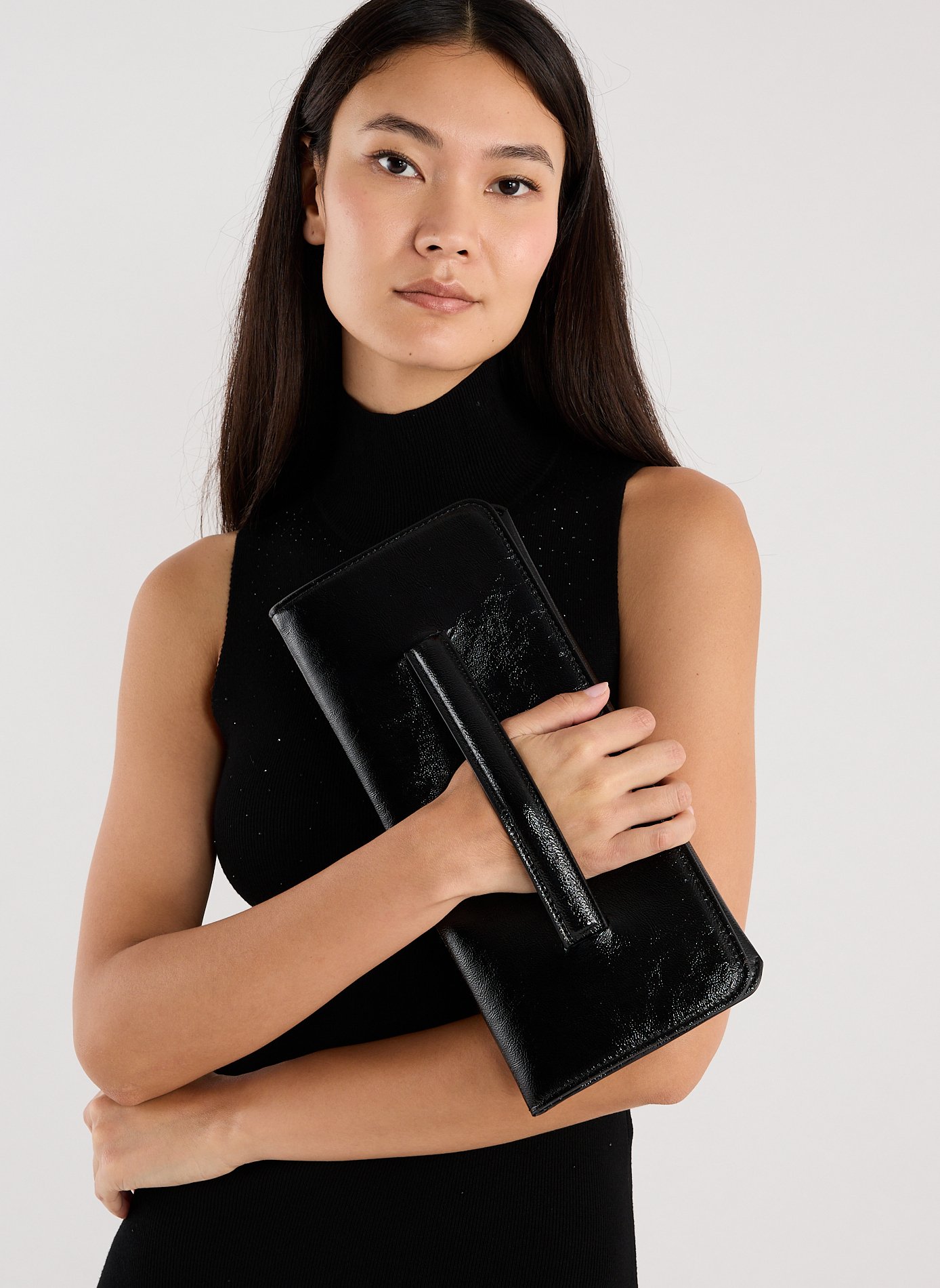 Sac à main Gloria en cuir vernis SAISON 1865 Noir