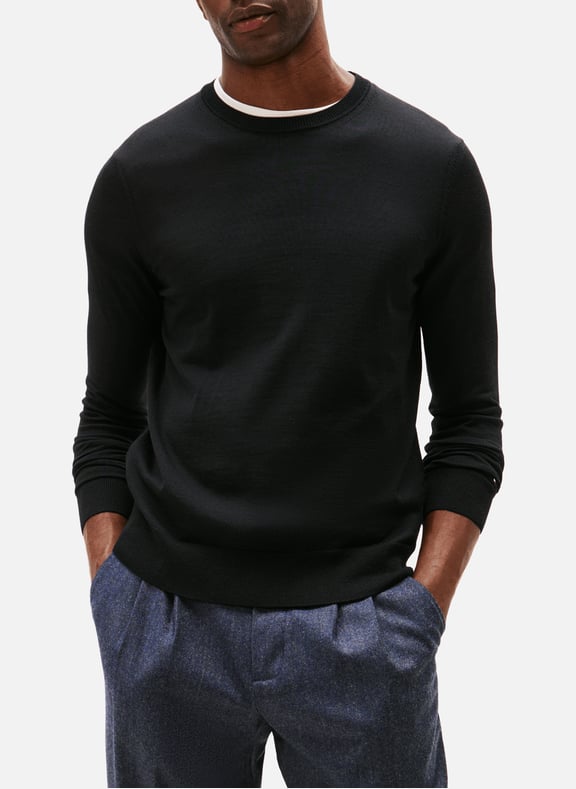 Pull uni col rond en laine Noir by TOMMY HILFIGER TOMMY HILFIGER Pull uni col rond en laine Noir