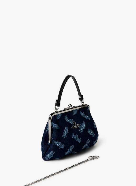 Shoulder bag in distressed denim cotton | Blue by VIVIENNE WESTWOOD Shoulder bag in distressed denim cotton Blue