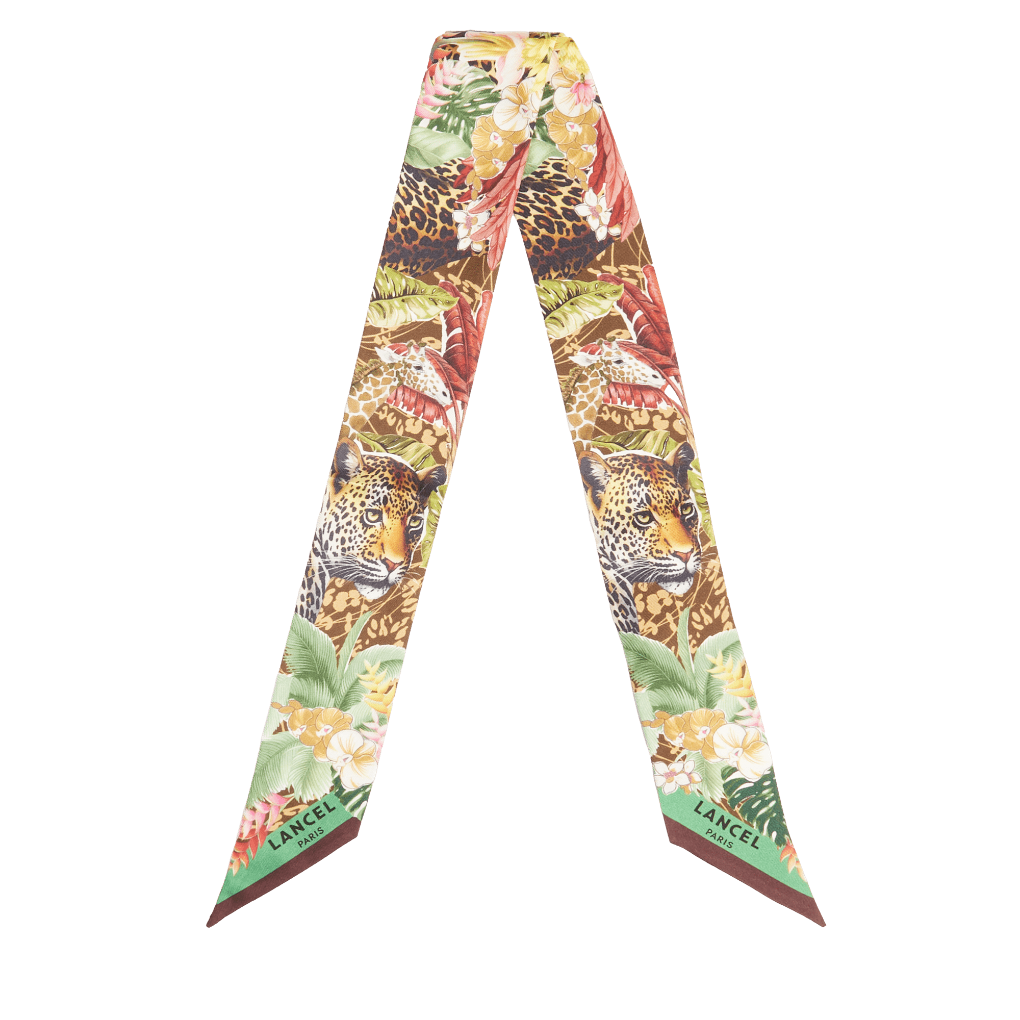 Bandeau motif jungle en soie LANCEL Vert