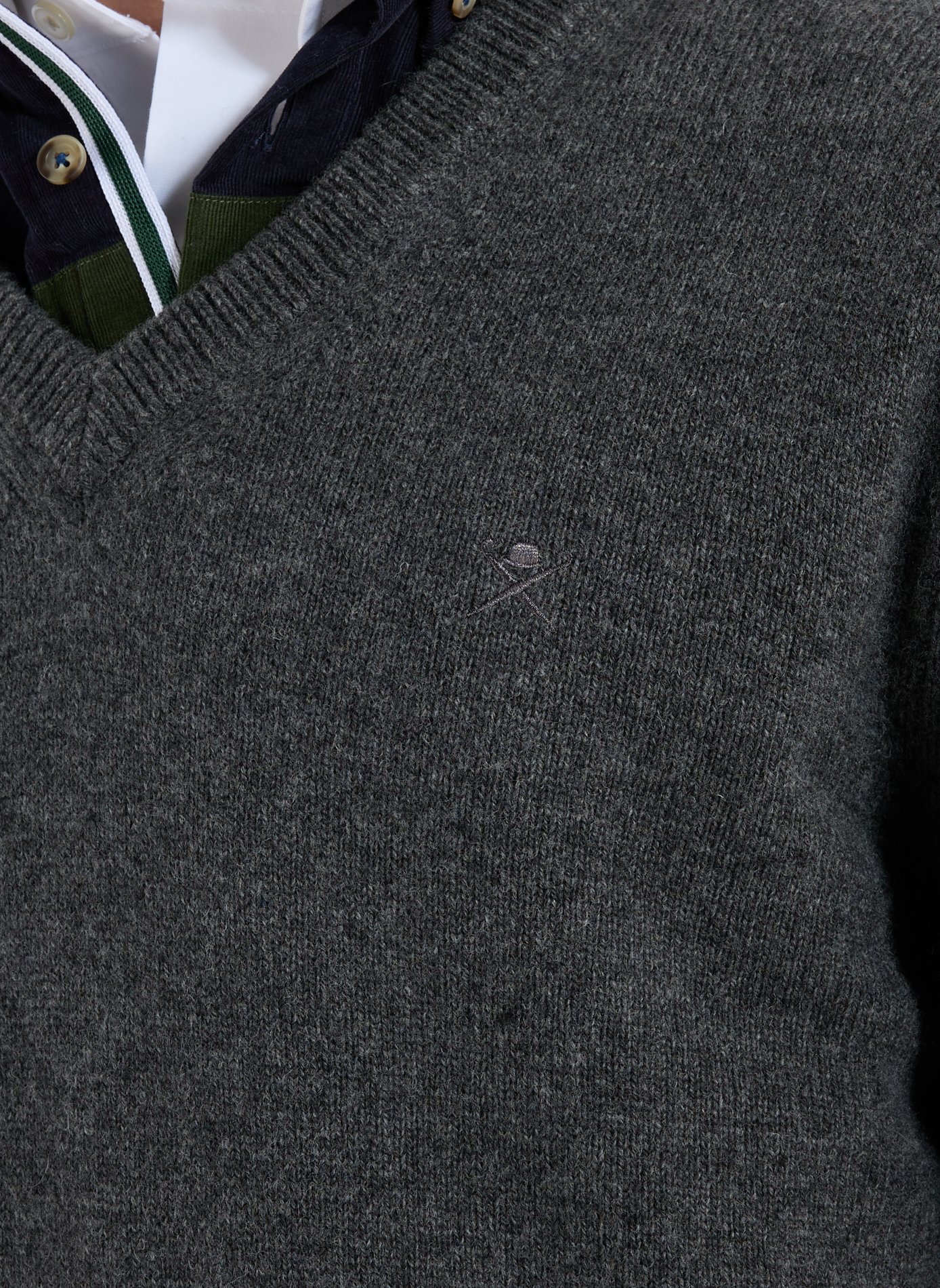 Straight V-neck wool jumper HACKETT Grey