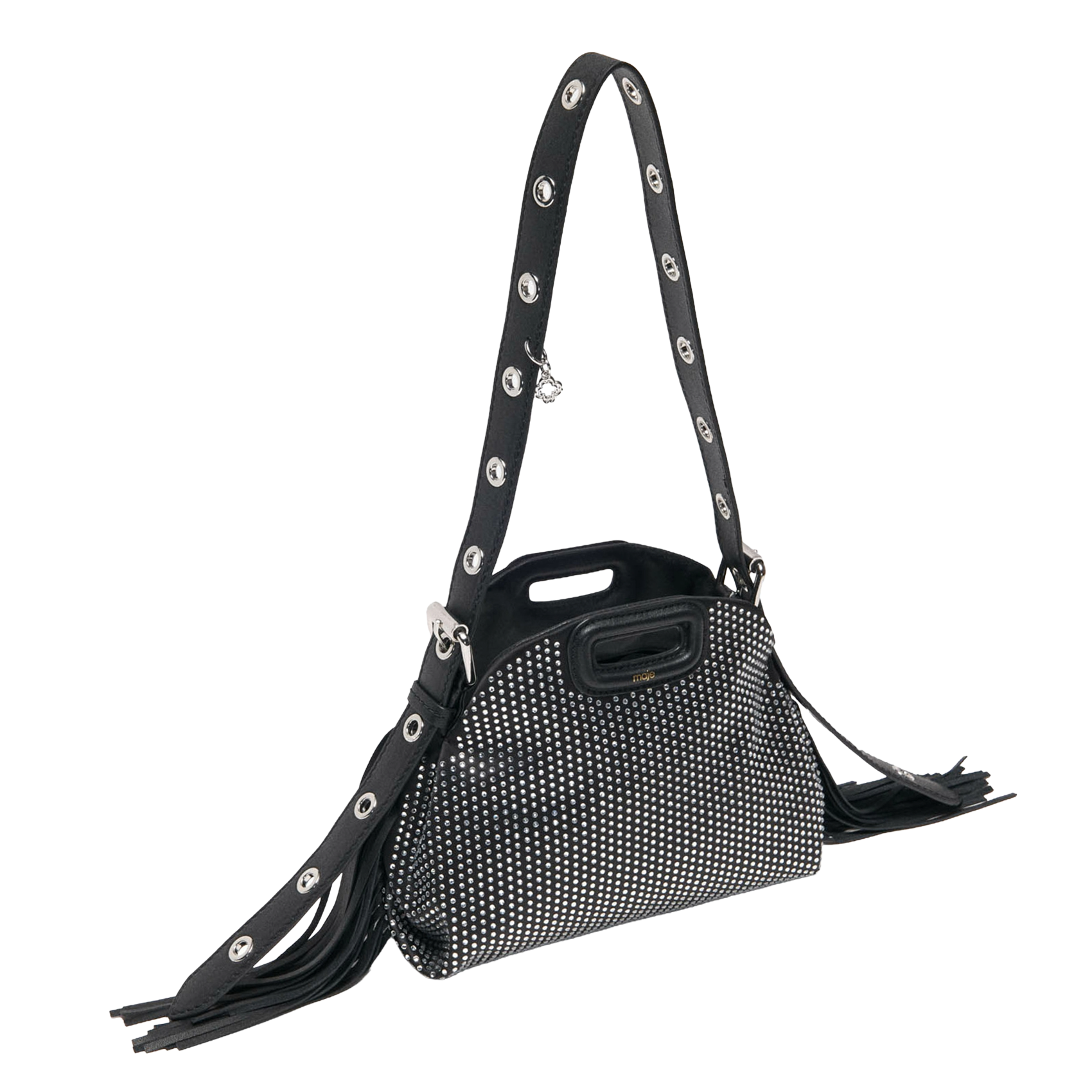Sac bandoulière à strass miss m mini MAJE Noir