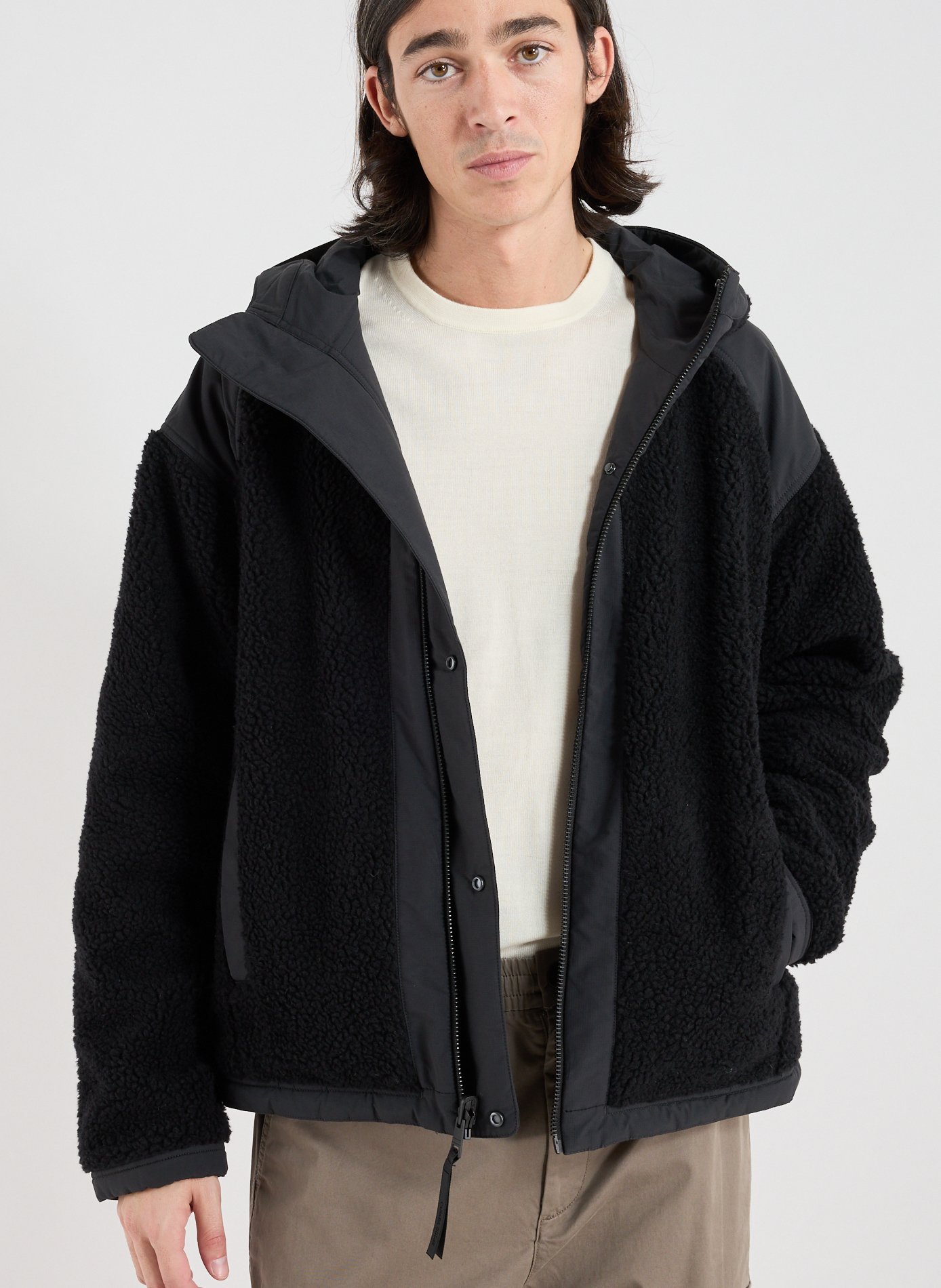 Reversible hooded wool blend jacket CANADA GOOSE Black