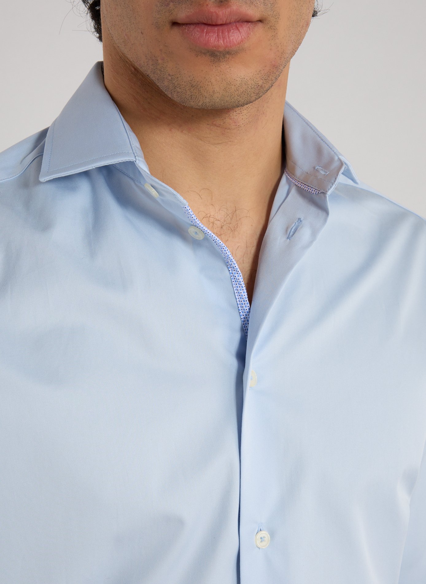 Chemise col classique manches contrastantes en coton AU PRINTEMPS PARIS Blue