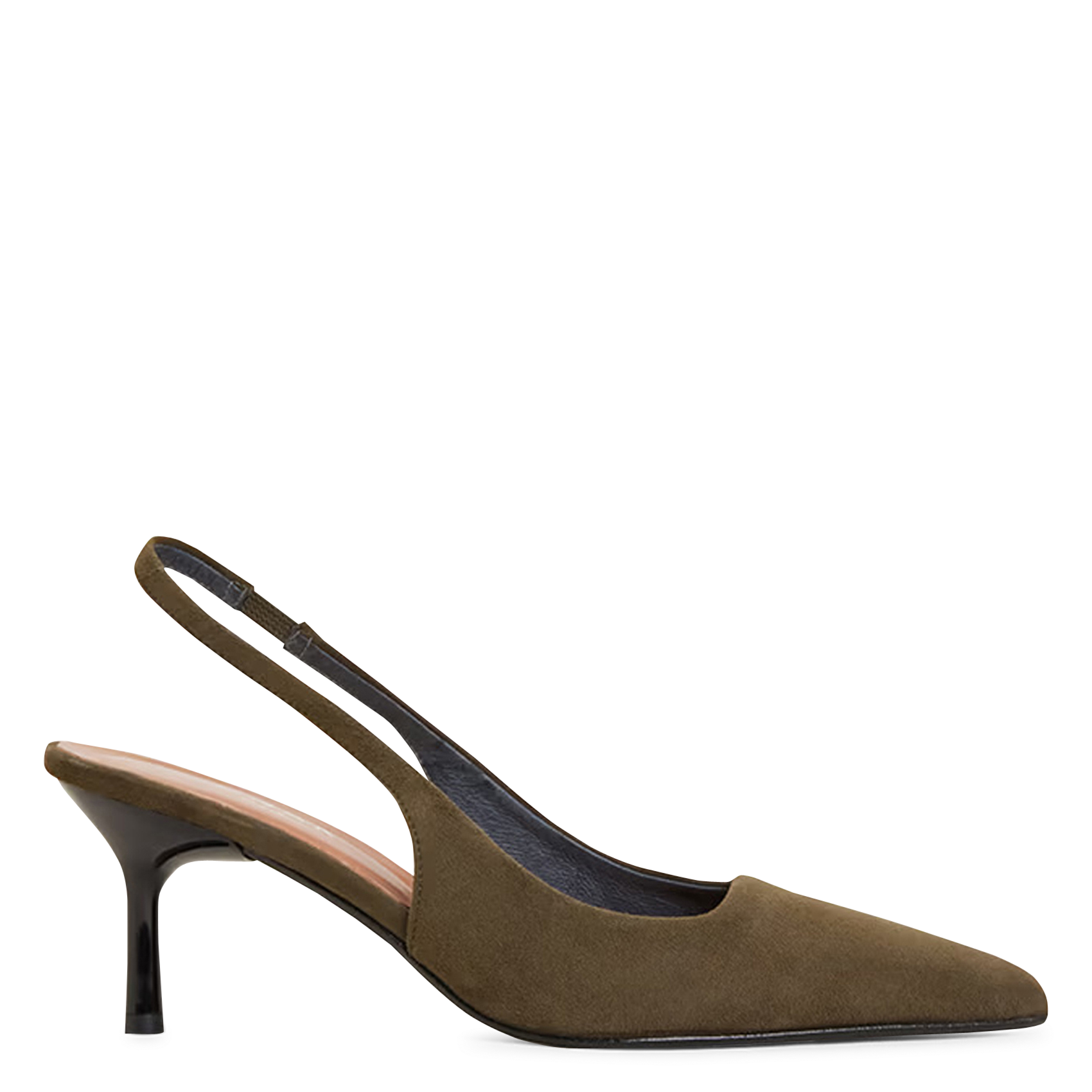 Escarpins en cuir velours diamantine  Kaki