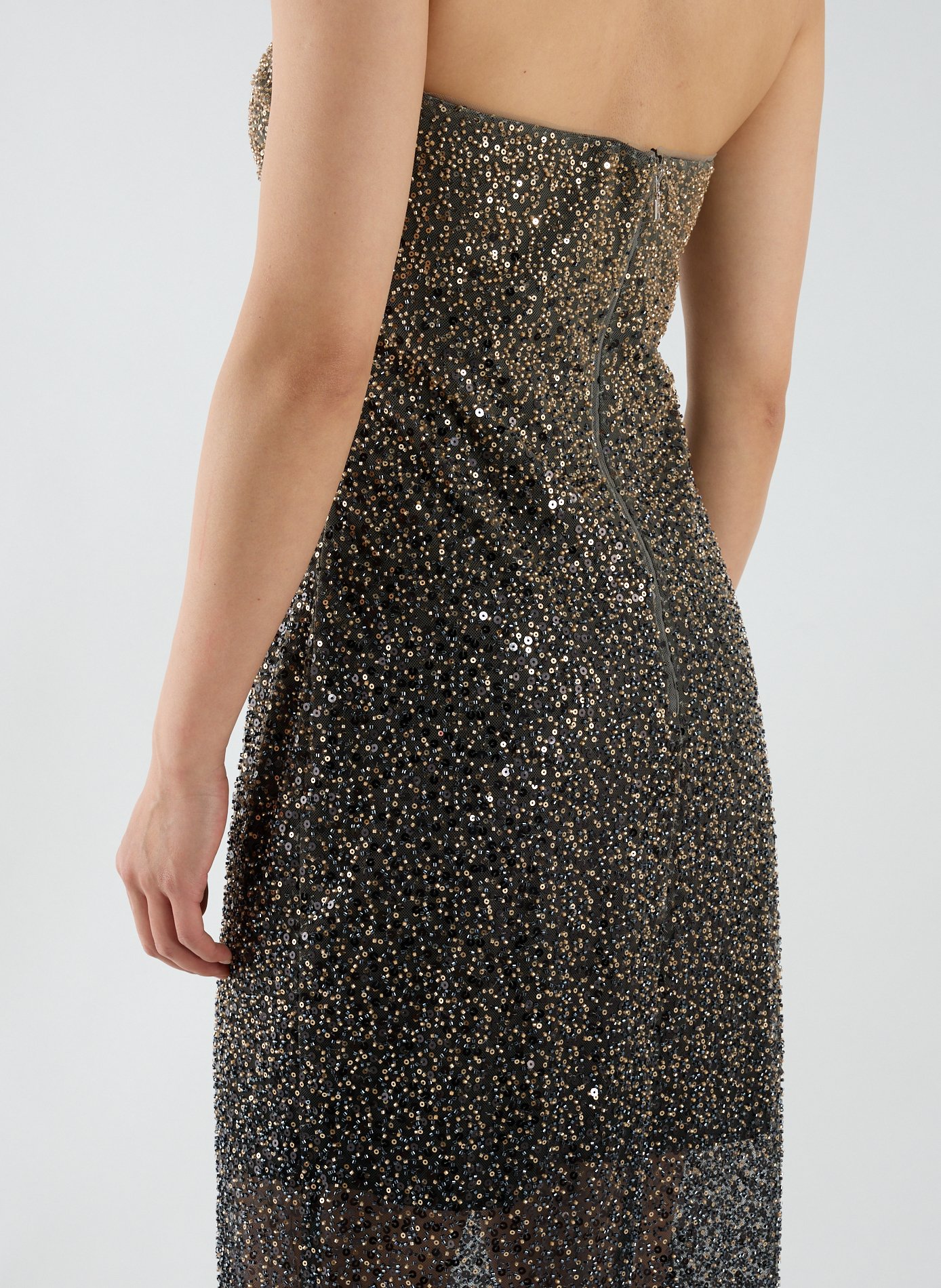 Robe bandeau droite à sequins ROTATE Noir