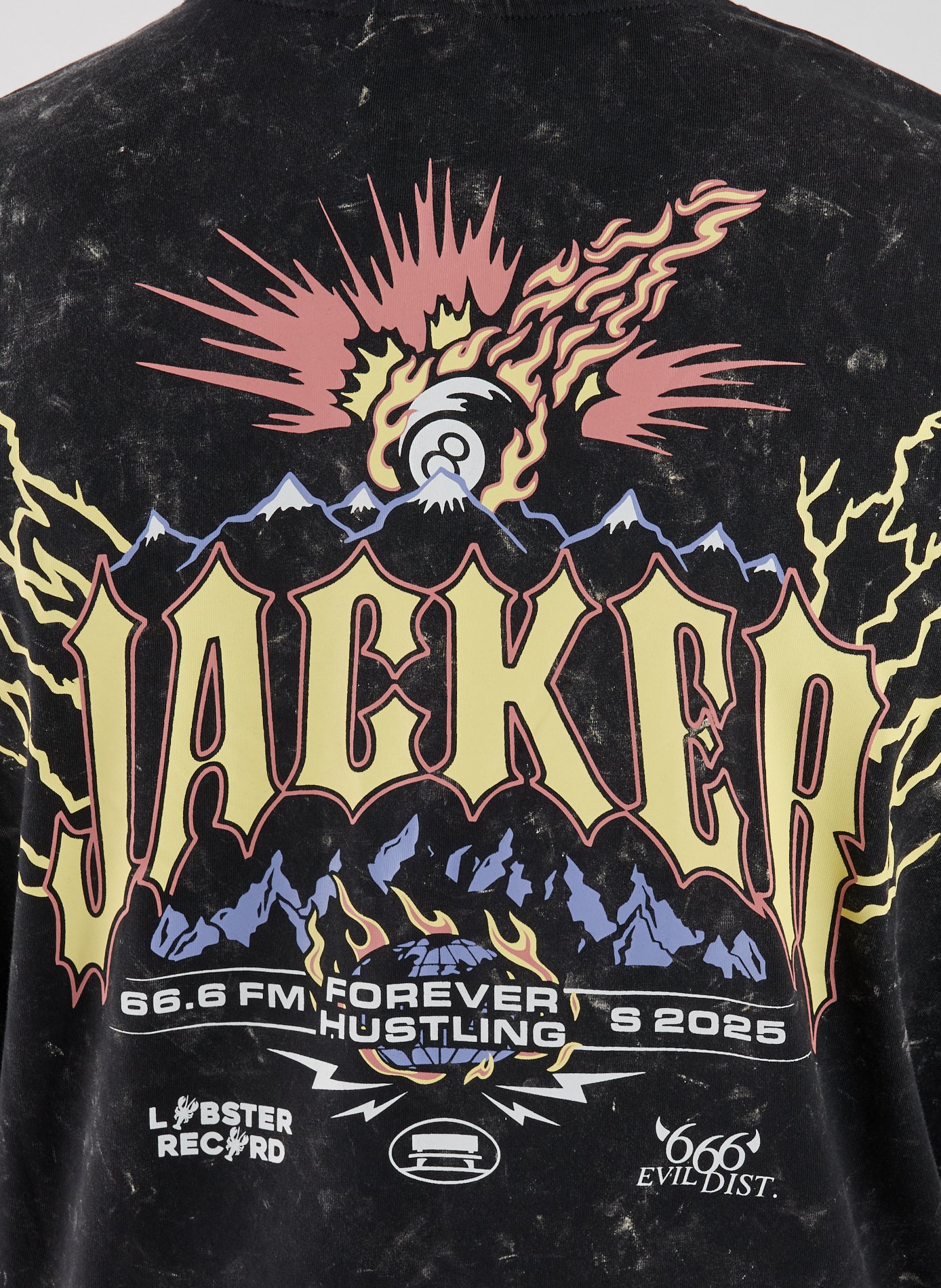 Biker-style cotton t-shirt JACKER. Black