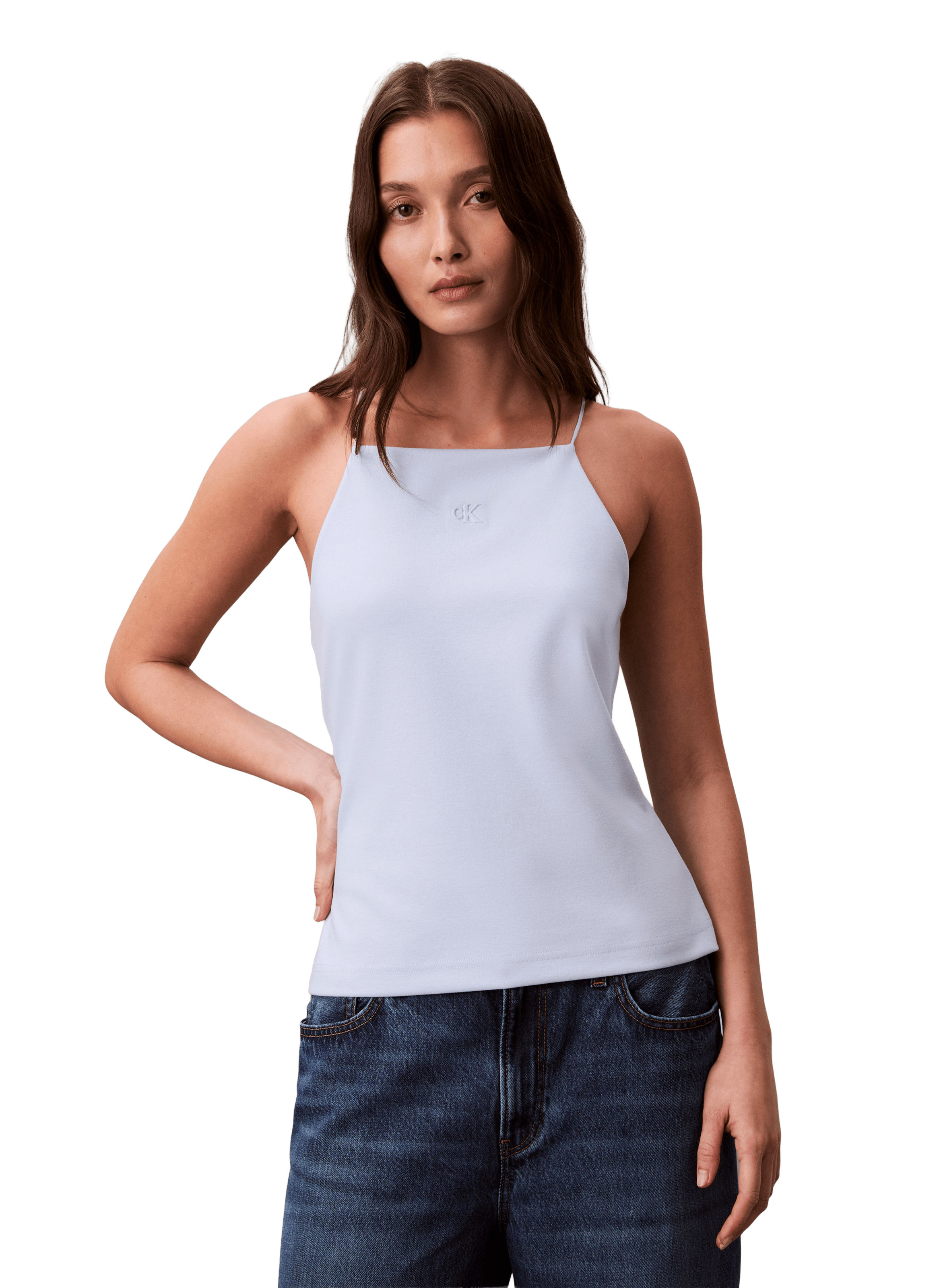 Débardeur uni à fines bretelles CALVIN KLEIN Beige