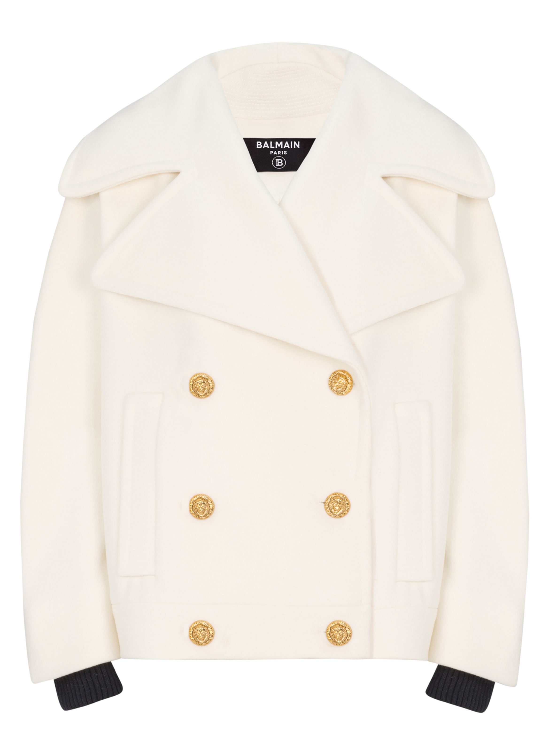Caban 4 boutons en laine BALMAIN Blanc