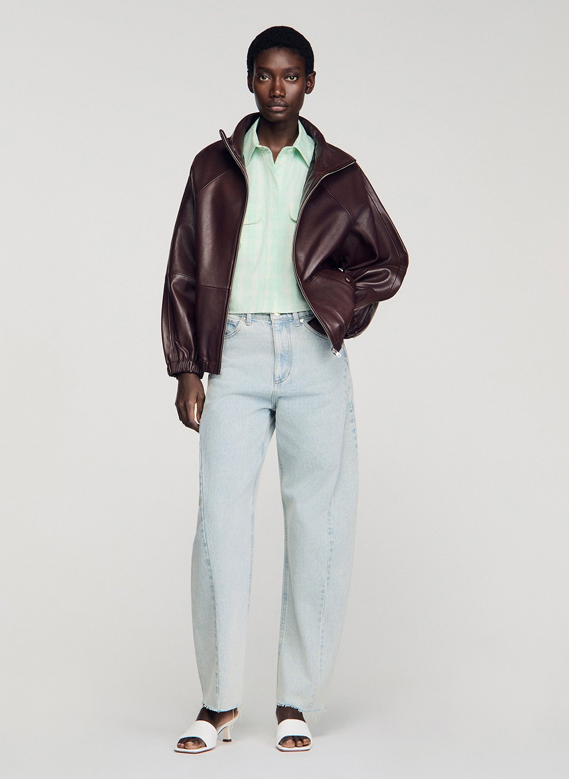 Chemmise à carreaux en coton SANDRO Vert