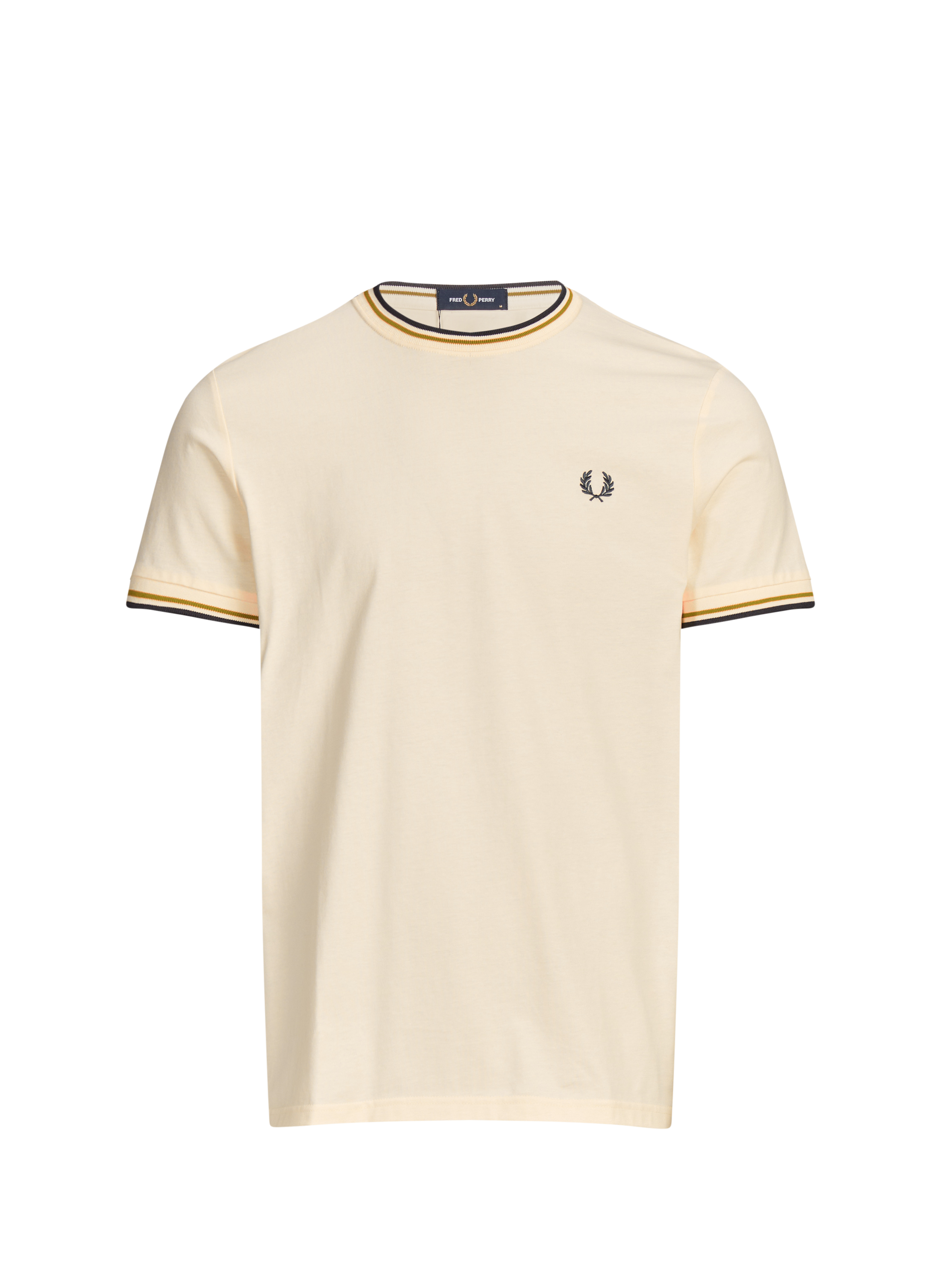 Plain round neck cotton T-shirt FRED PERRY Beige