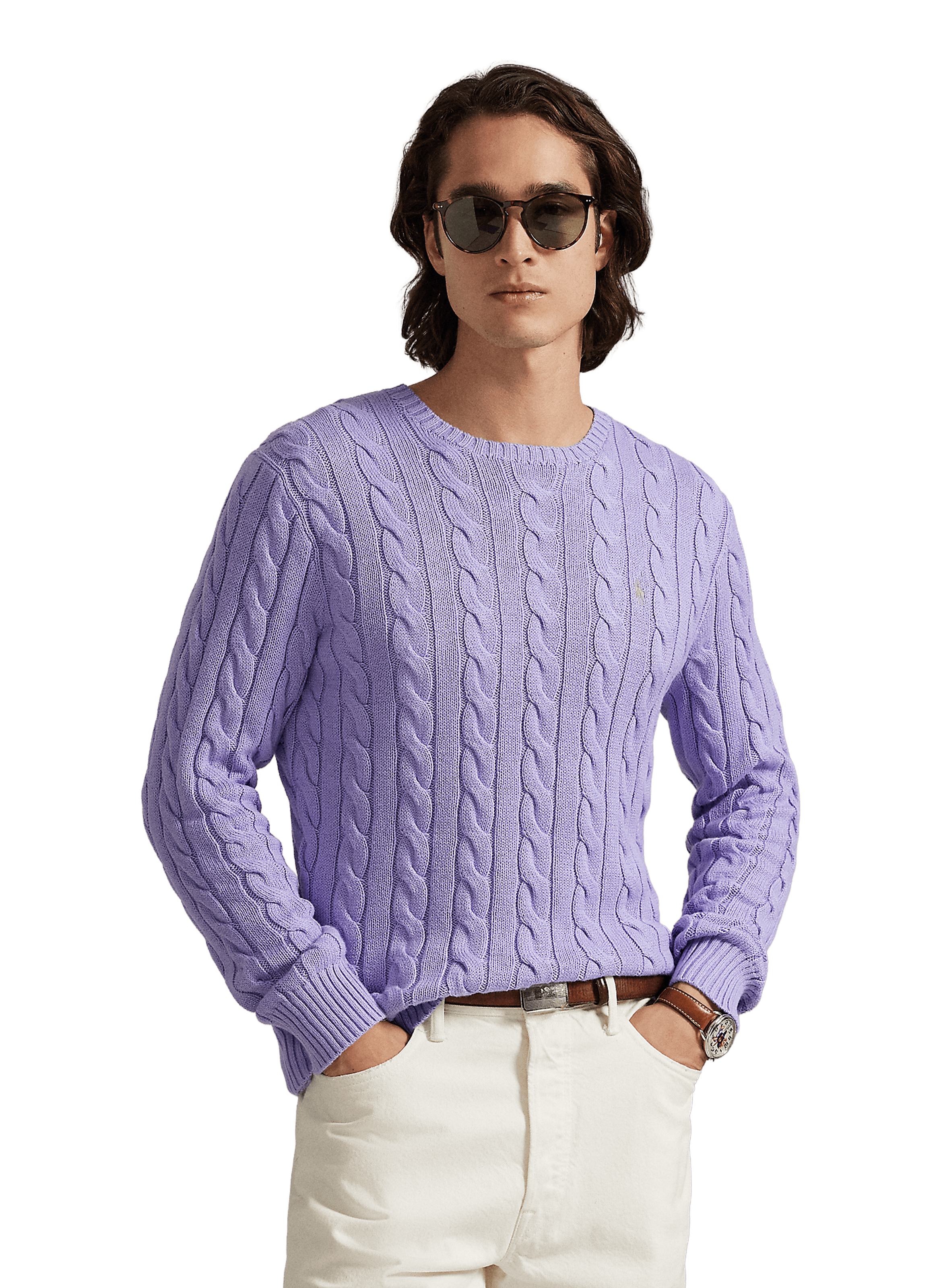 Pull en maille torsadé POLO RALPH LAUREN Violet
